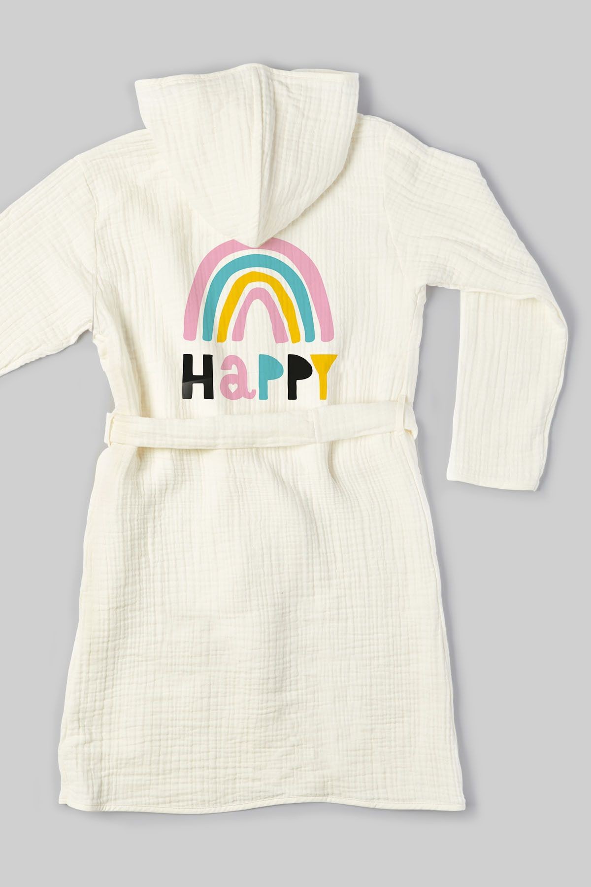 4 Kat Müslin Bornoz - Pure Baby Serisi - Happy Gökkuşağı