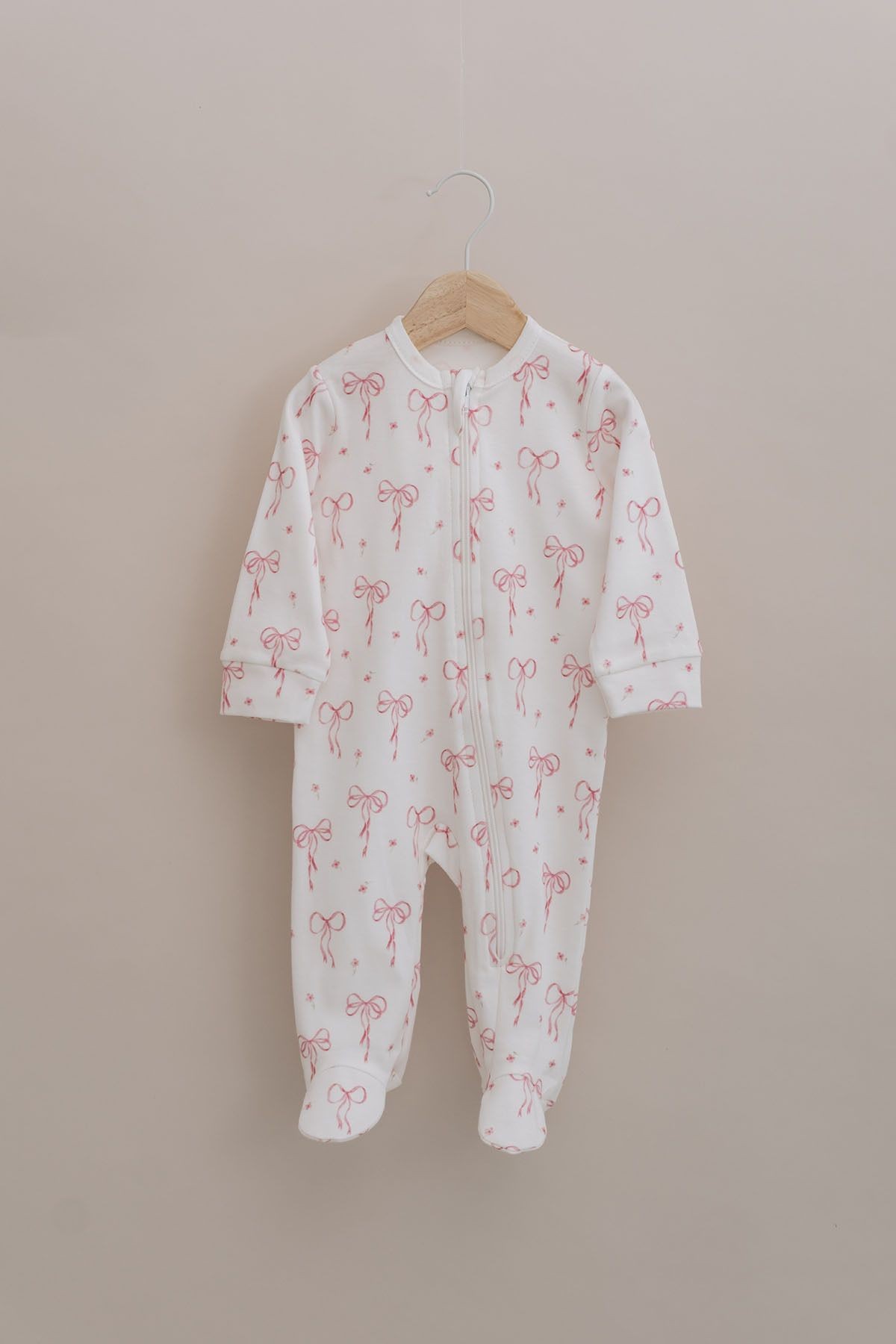Fermuarlı Patikli Bebek Tulumu - Pureline Series - Dainty Bows