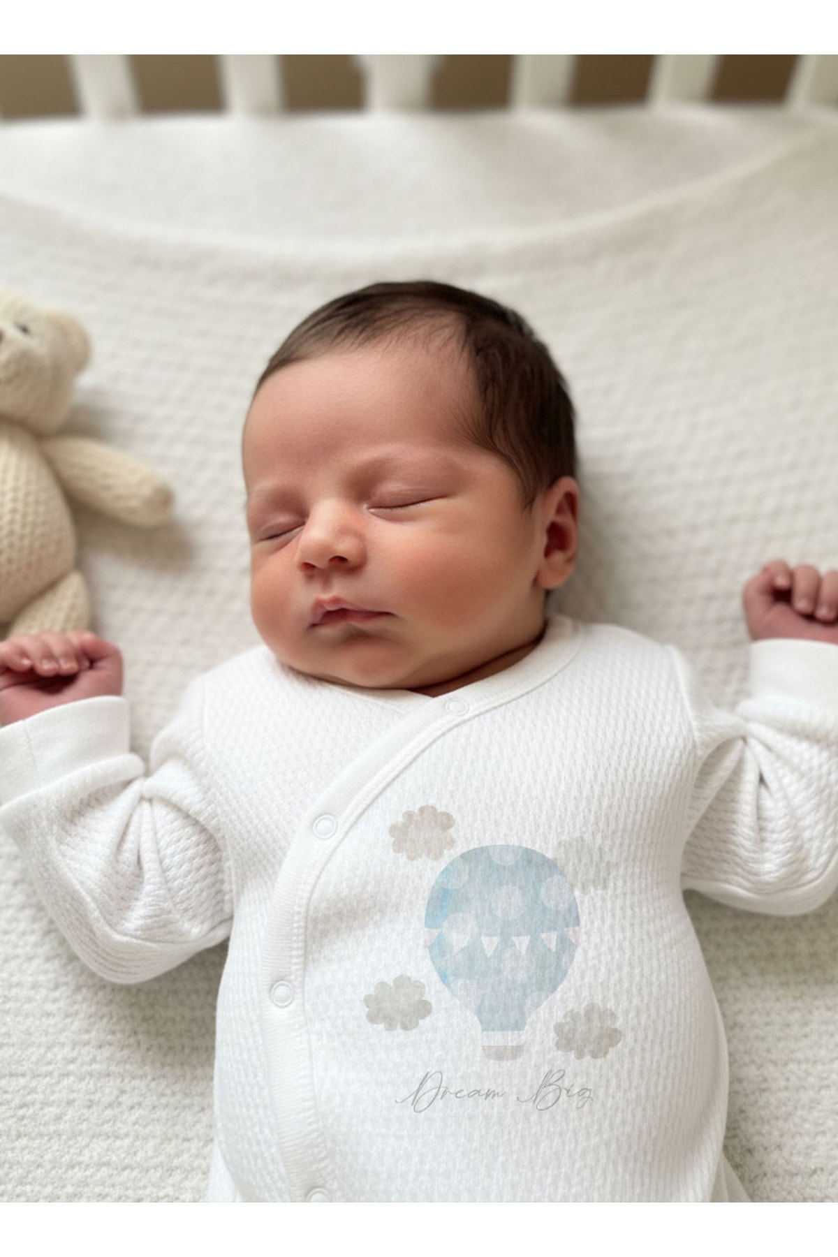 Jakarlı Tulum Şapka Eldiven - Pure Baby - Mavi Hava Balonu