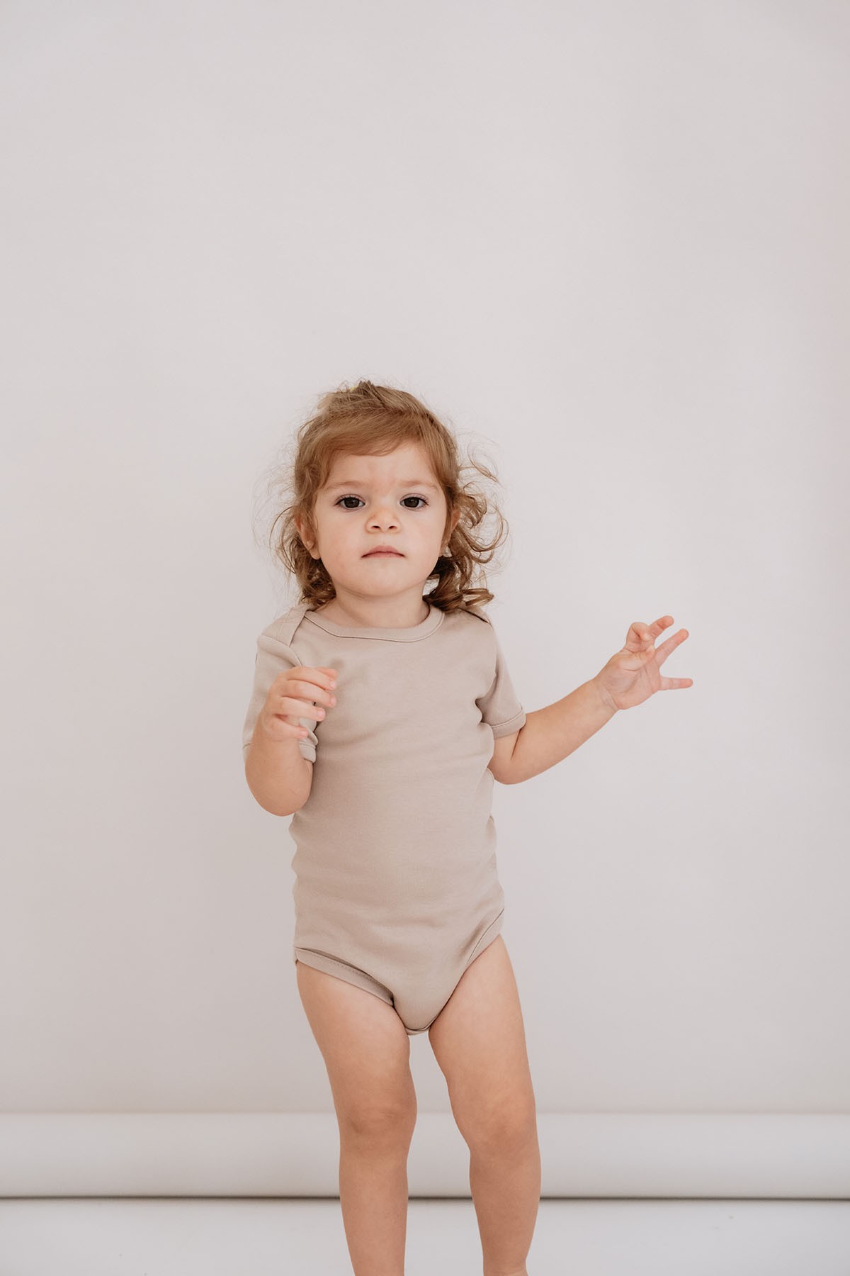 Kısa Kollu Bebek Body - Pureline Series - Vizon
