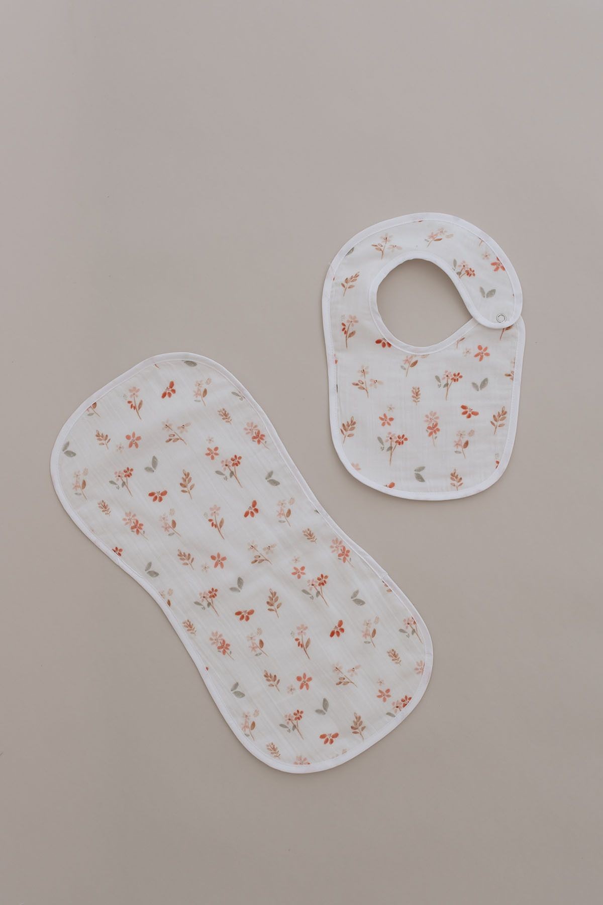 Müslin Önlük ve Omuz Bezi - Pureline Series - Warm Flowers