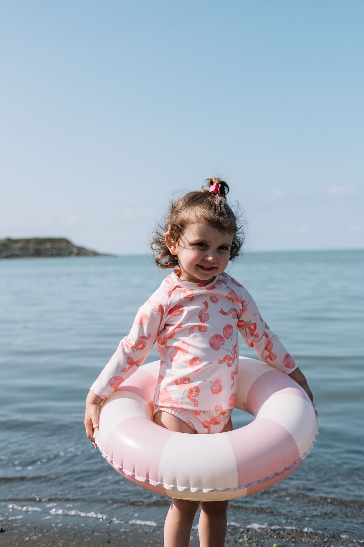 Uv Korumalı Uzun Kollu Kız Bebek Mayo - Cherry & Ribbon