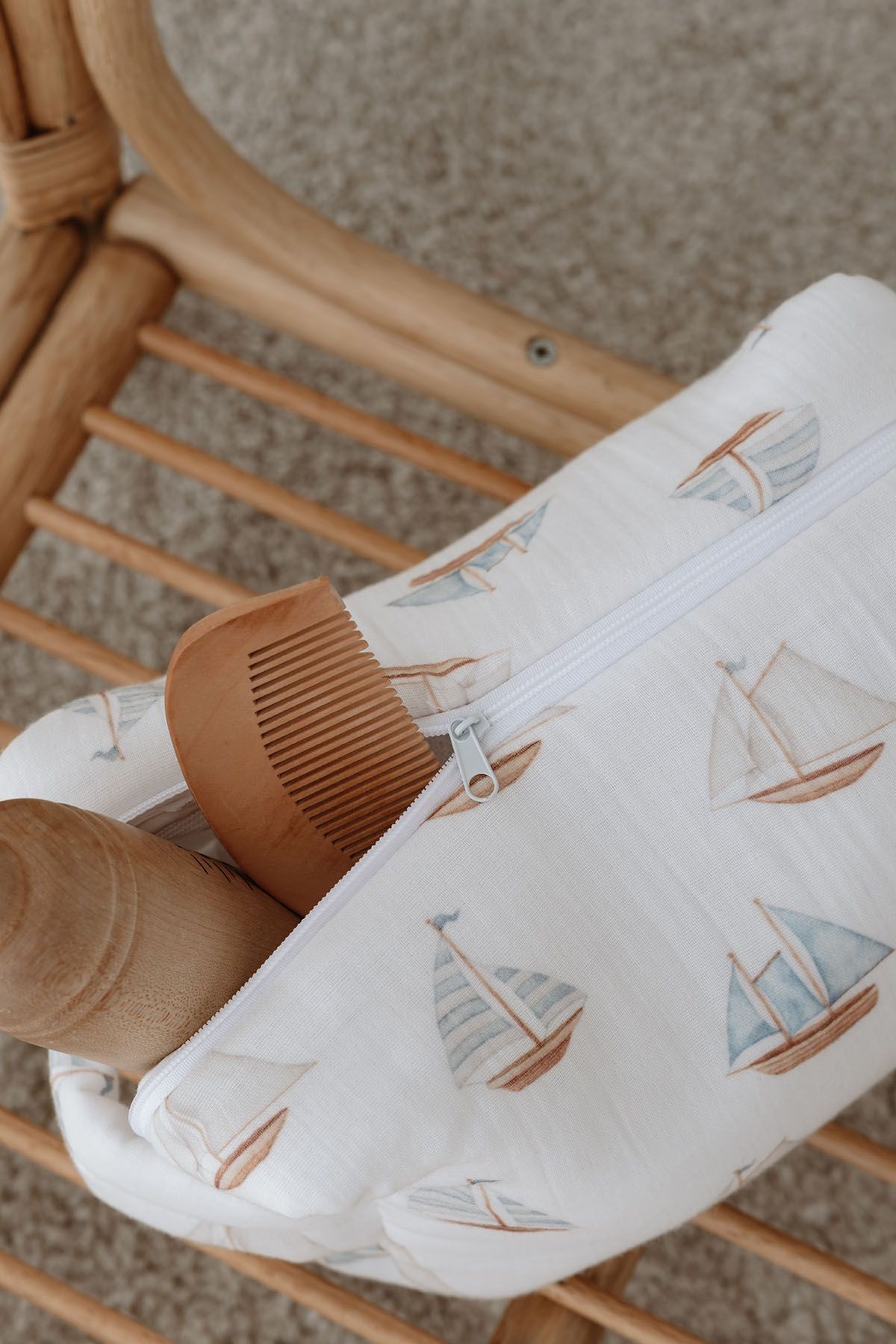 Müslin Bakım Çantası - Pureline Series - Sail Boats