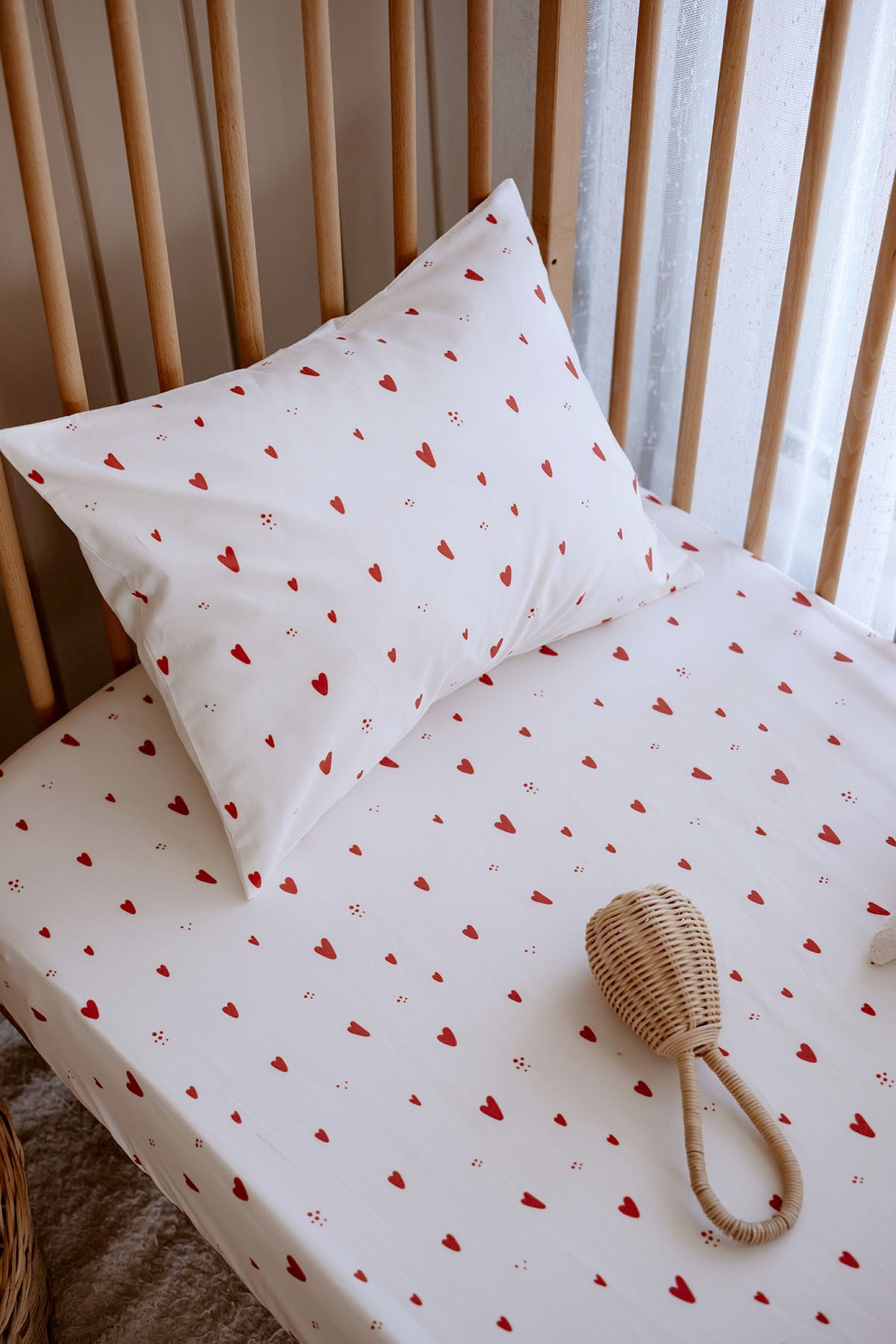 Tba Collection 80x140 Poplin Lastikli Çarşaf Seti - Red Hearts