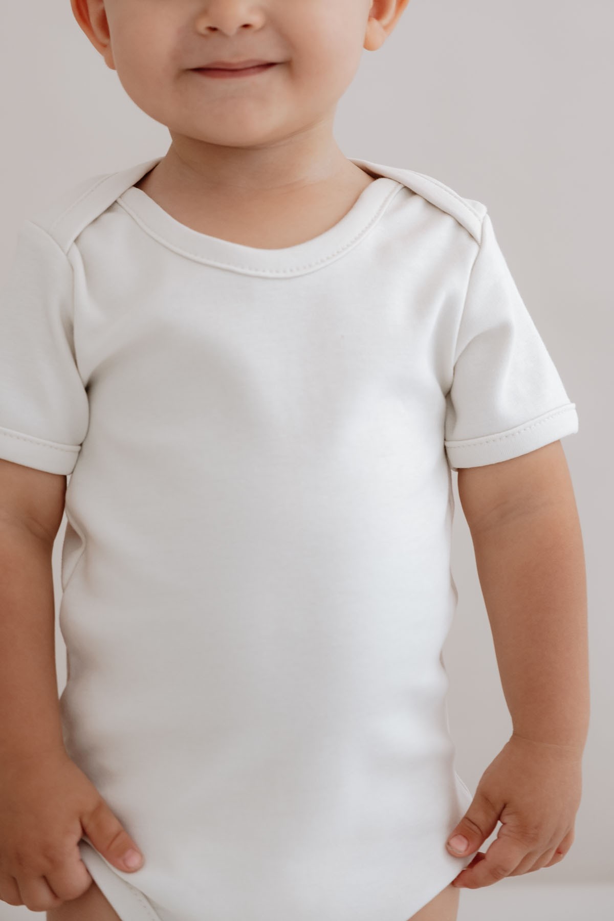 Kısa Kollu Bebek Body - Pureline Series - Taş Rengi