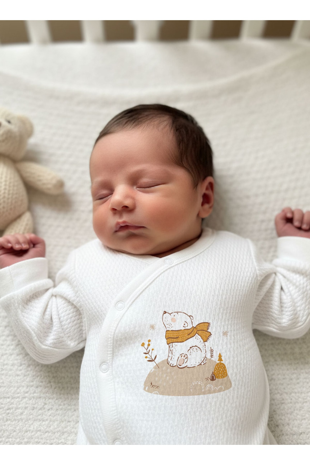 Jakarlı Tulum Seti - For Baby - Kahverengi Atkılı Ayı