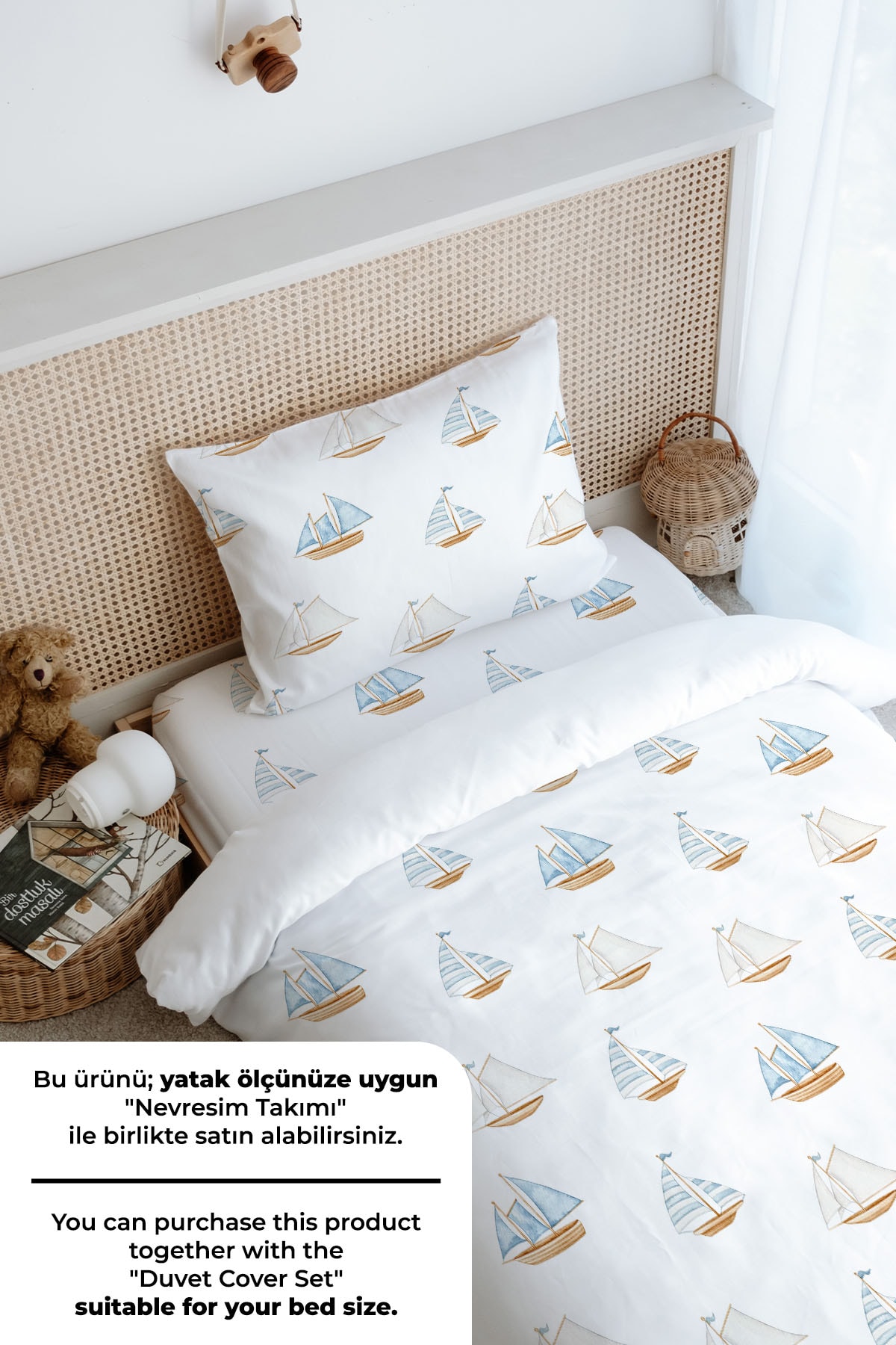 Tek Kişilik Lastikli Çarşaf Seti - Pureline Series - Sail Boats