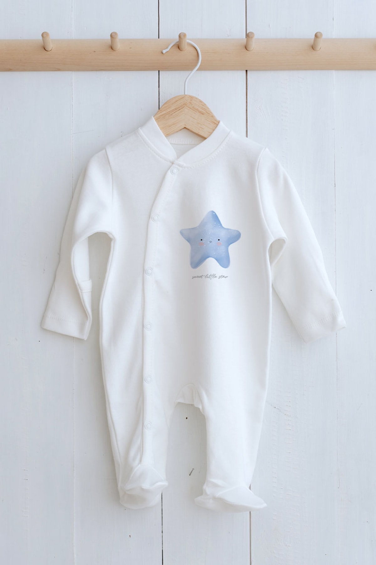 Organik 6'lı Hastane Çıkışı - Pure Baby - Pofuduk Mavi Yıldız
