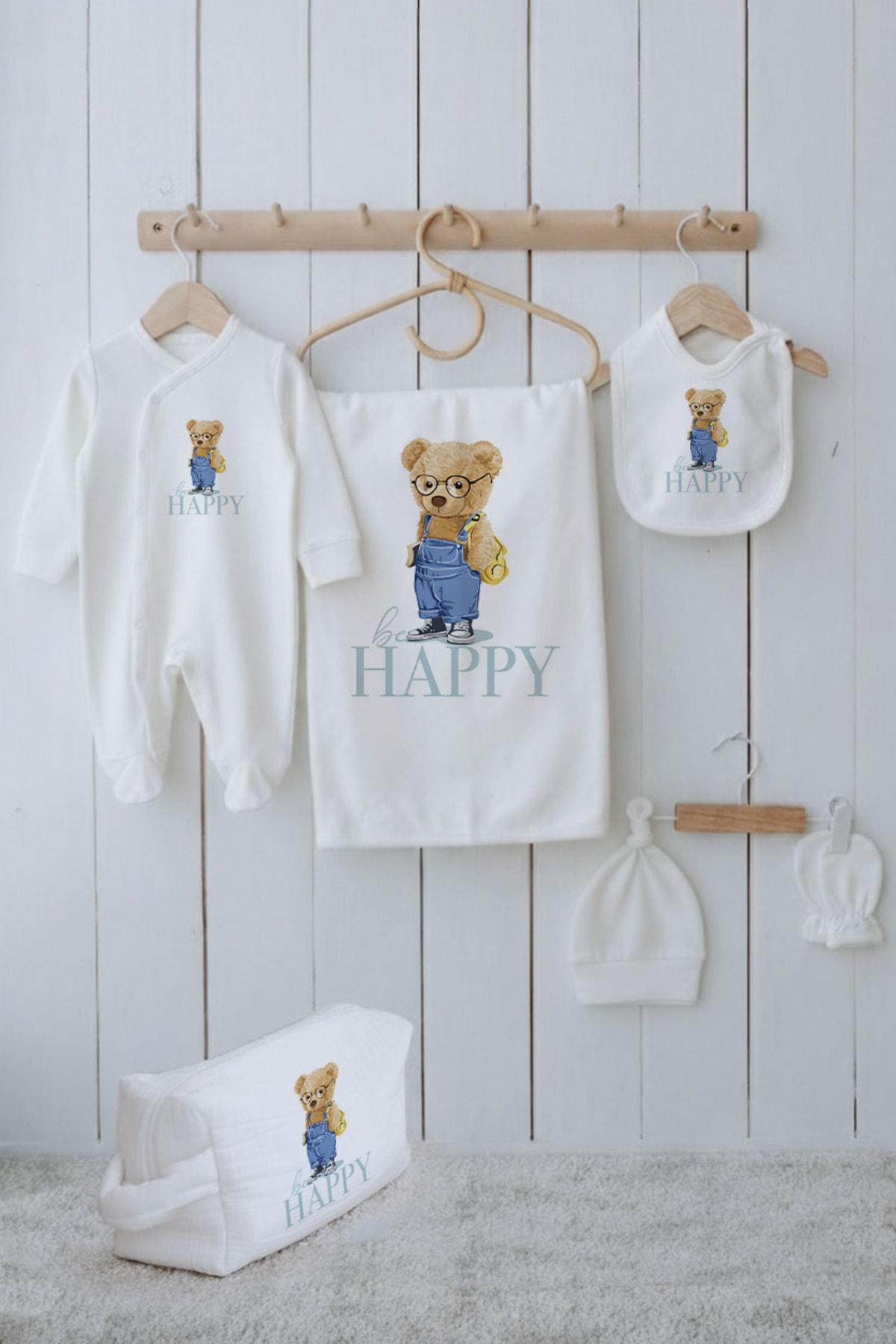 Organik 6'lı Hastane Çıkışı - Pure Baby - Salopetli Ayıcık