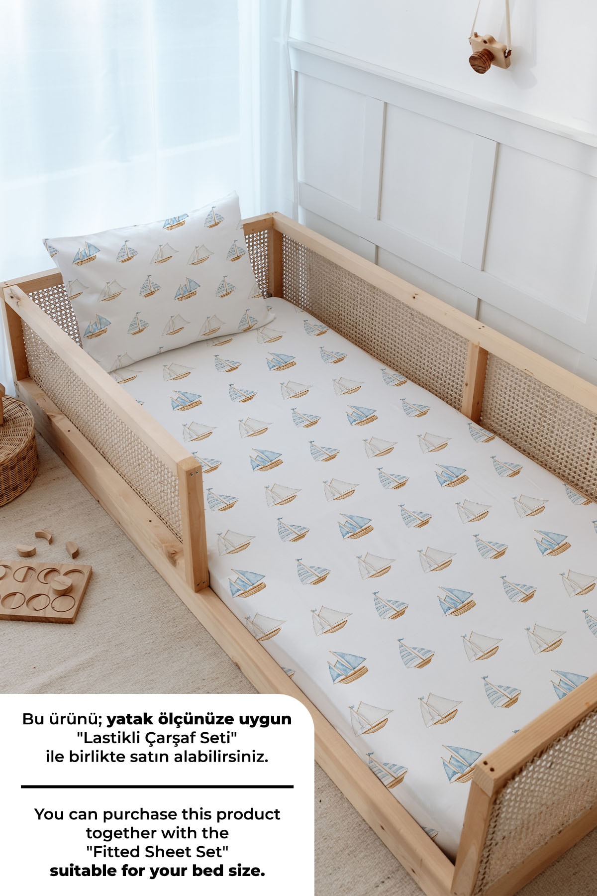 Montessori Nevresim Takımı (100x200) - Pureline Series - Sail Boats