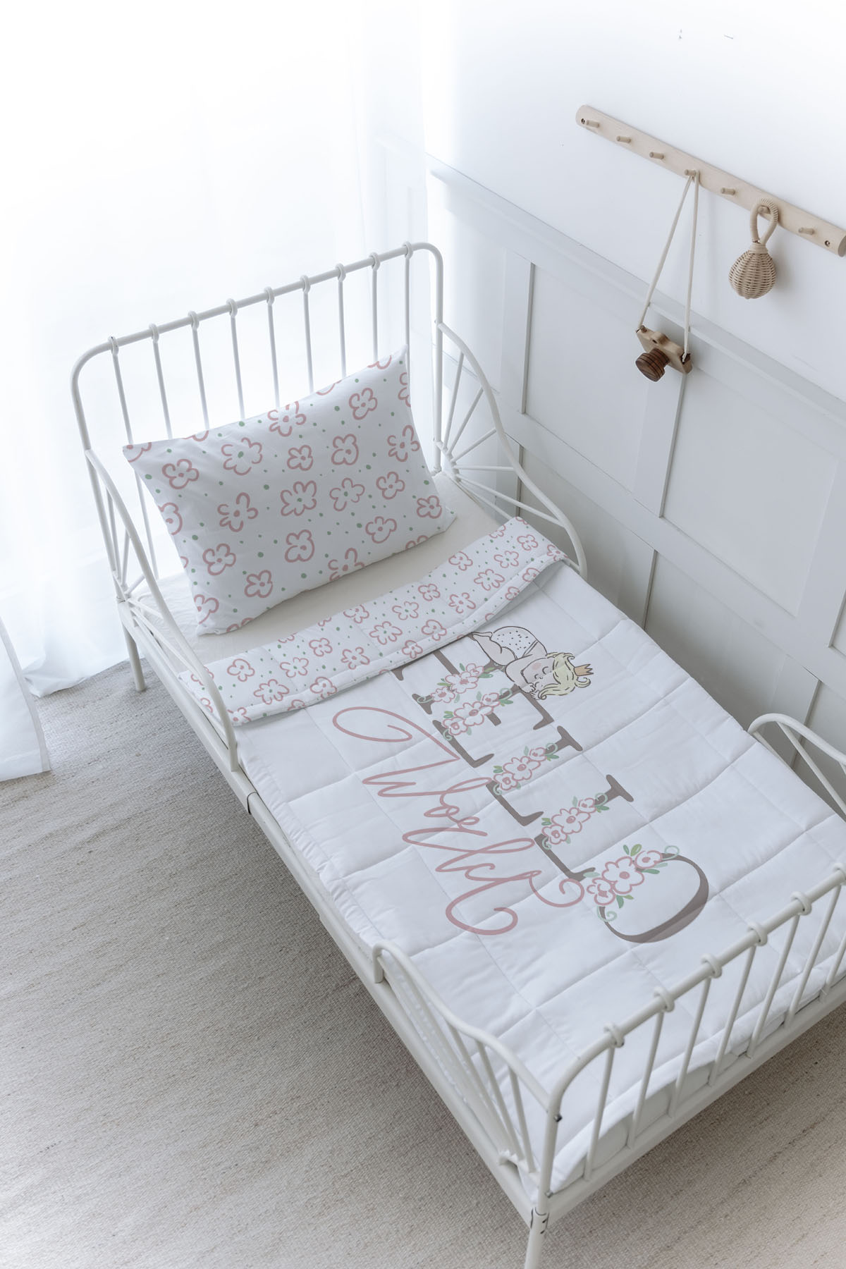 Organik Baskılı Yorgan Seti - Pure Baby Serisi - Hello World