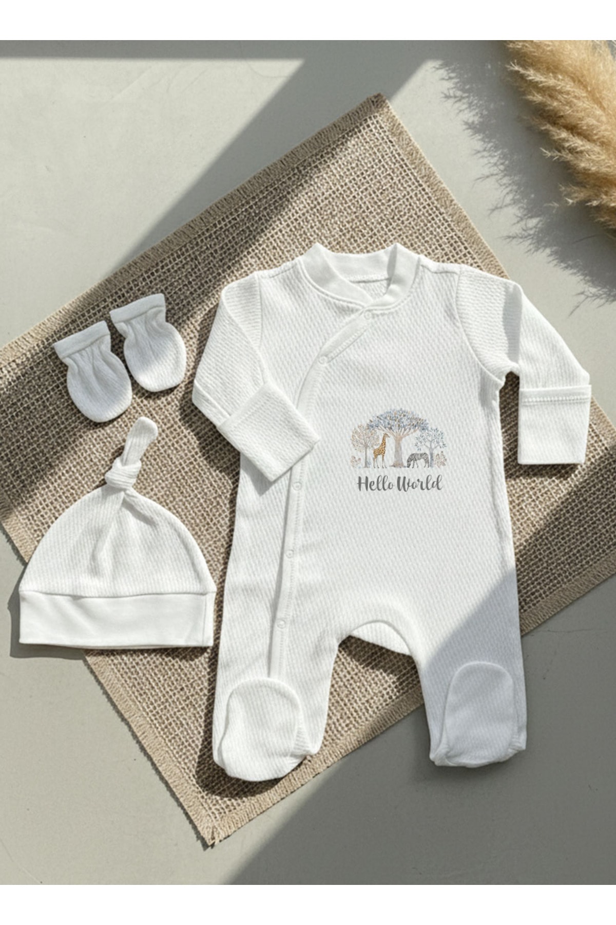 Jakarlı Tulum Şapka Eldiven - Little Baby - Safari Dreams