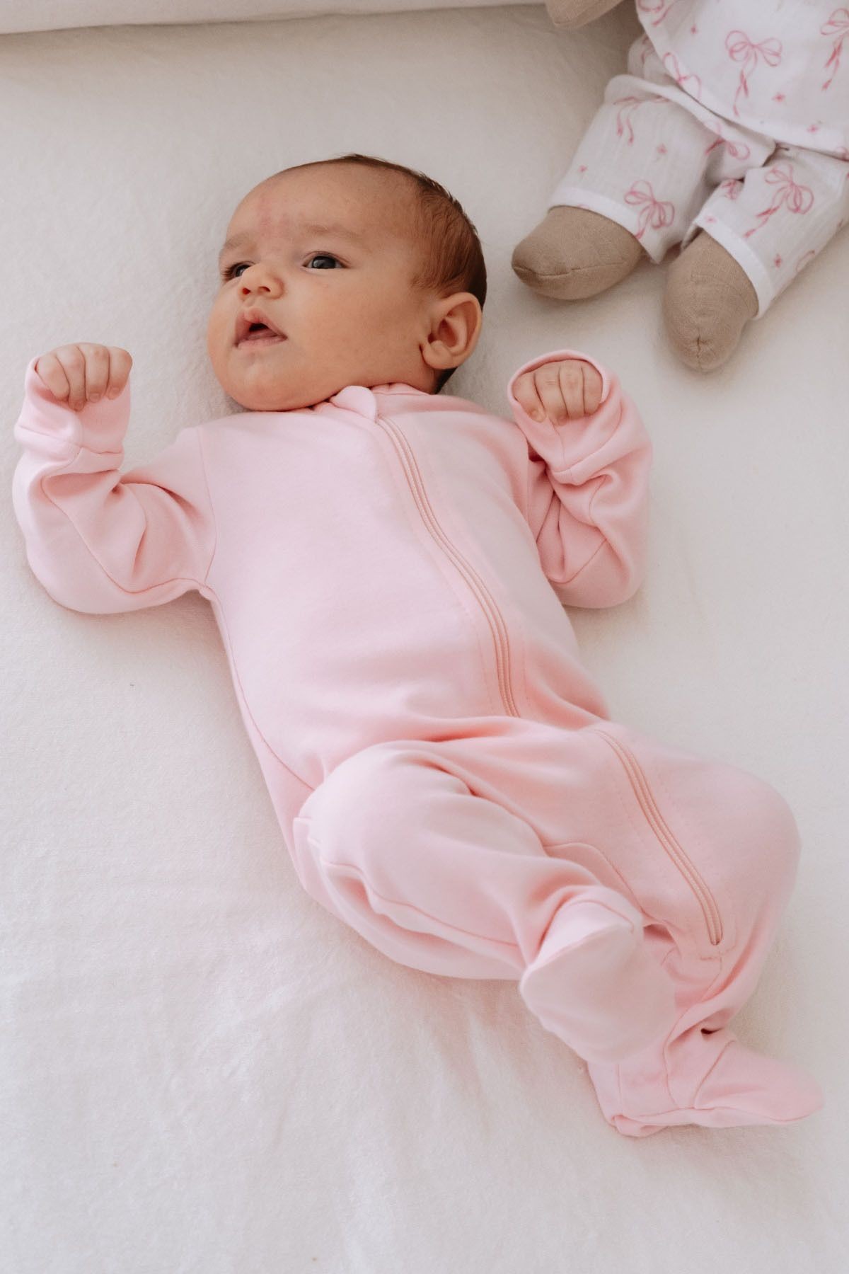 Fermuarlı Patikli Bebek Tulumu - Pureline Series - Pembe