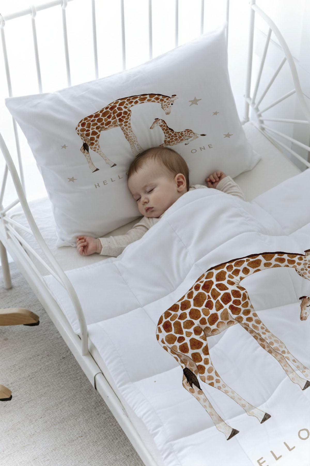 Organik Baskılı Yorgan Seti - Royal Series - Baby Giraffe