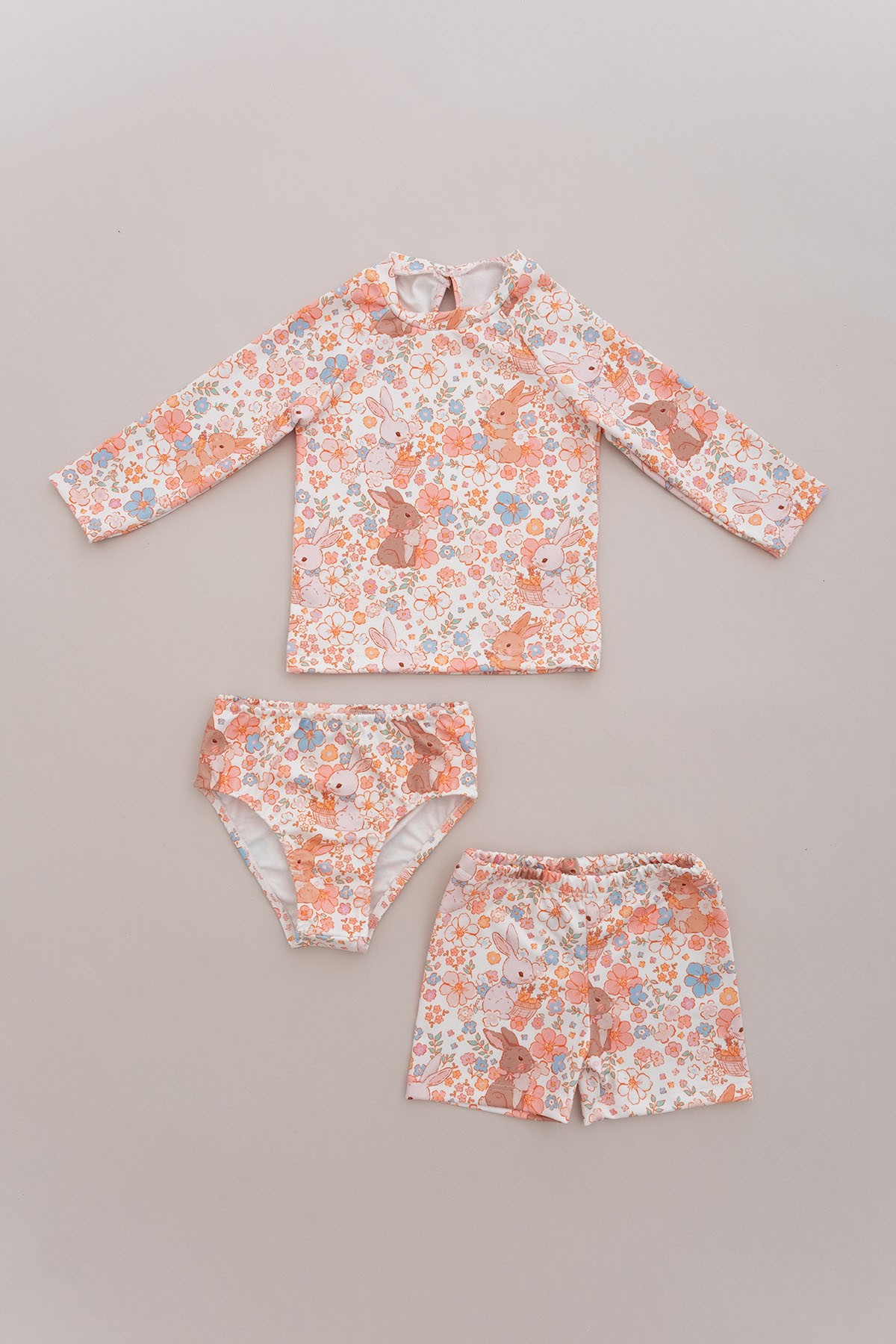 Uv Korumalı Uzun Kollu Kız Bebek Mayo - Bunny Floral