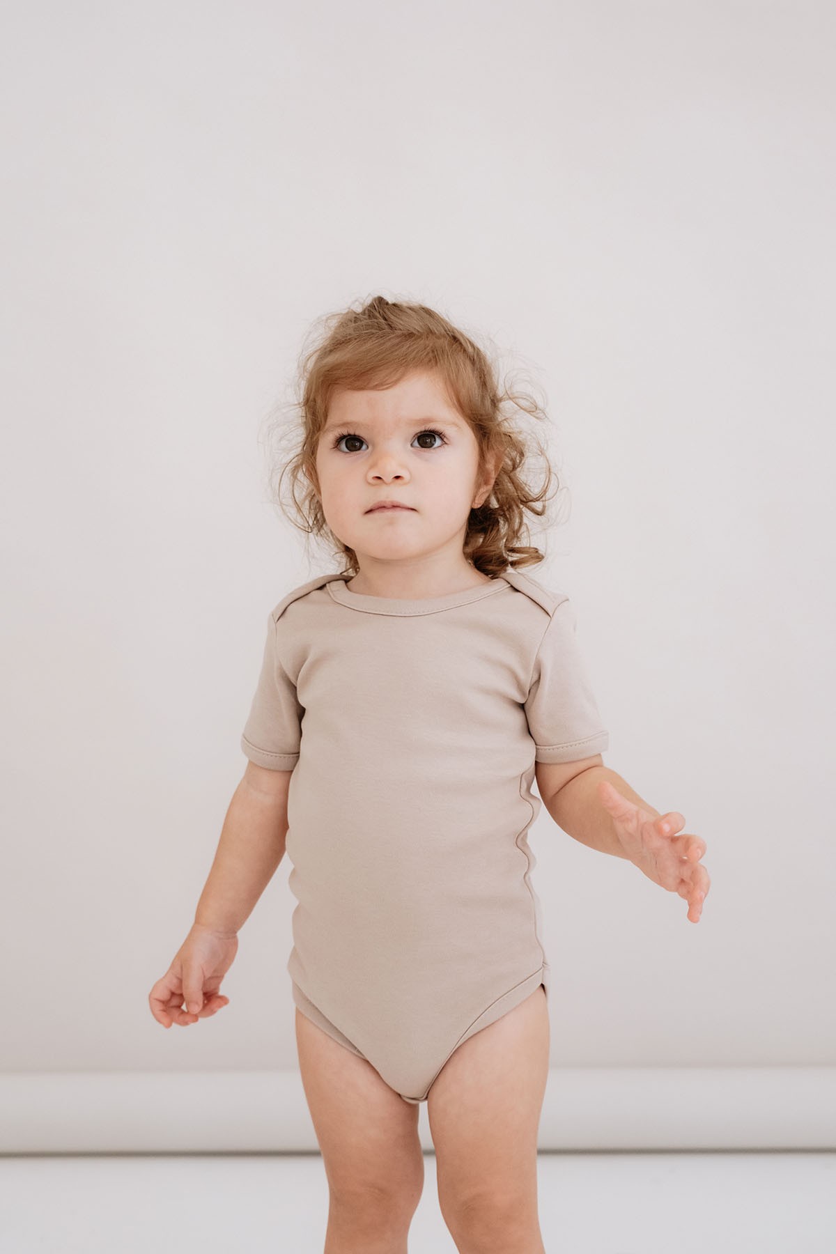 Kısa Kollu Bebek Body - Pureline Series - Vizon