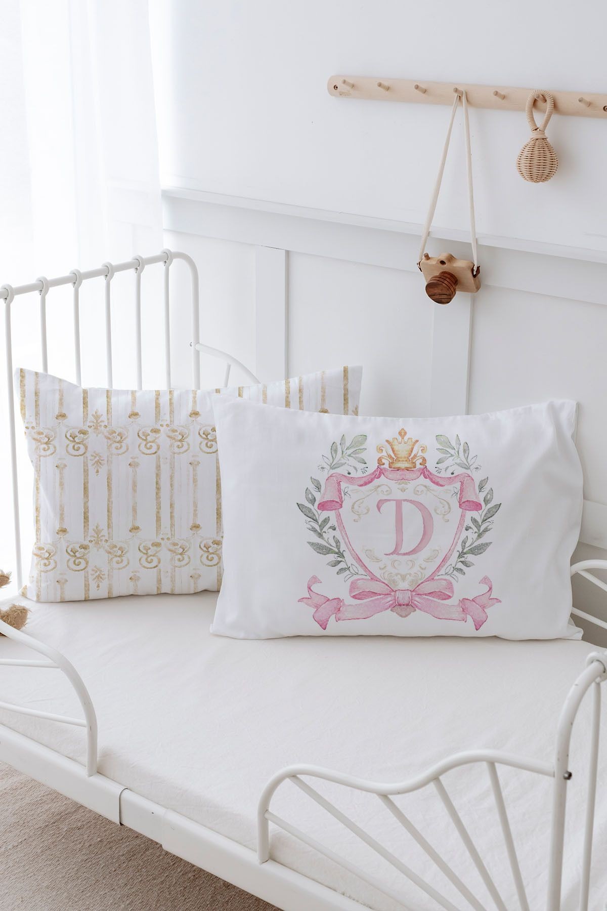 2'li Yastık Kılıfı  Pink Royal Series - D Harfi