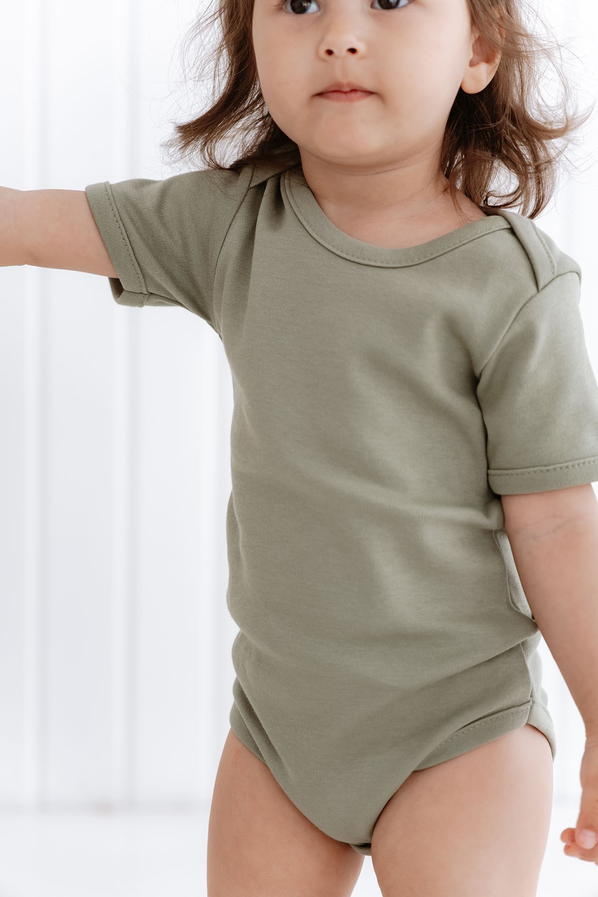 Kısa Kollu Bebek Body - Pureline Series - Haki