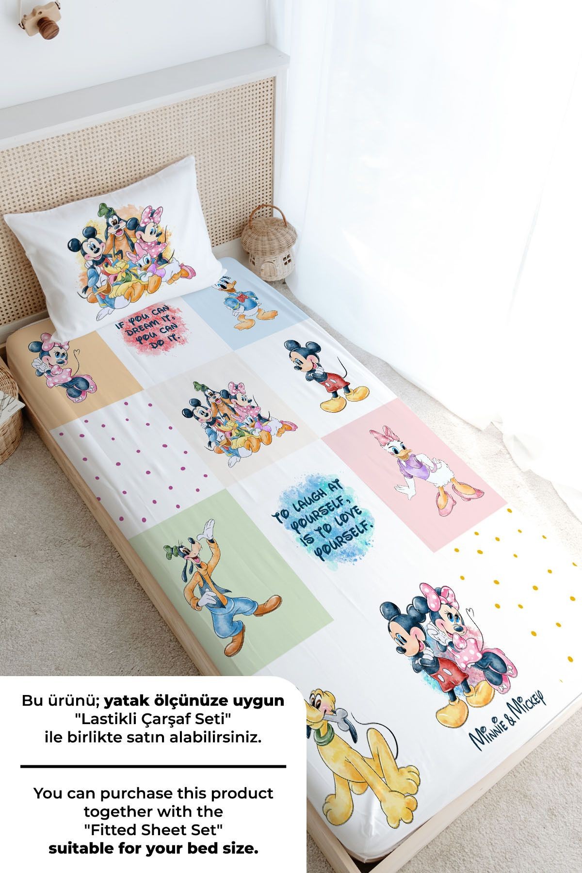 Tek Kişilik Nevresim Takımı (160x220) - Cartoon Serisi - Mickey ve Arkadaşları Patchwork