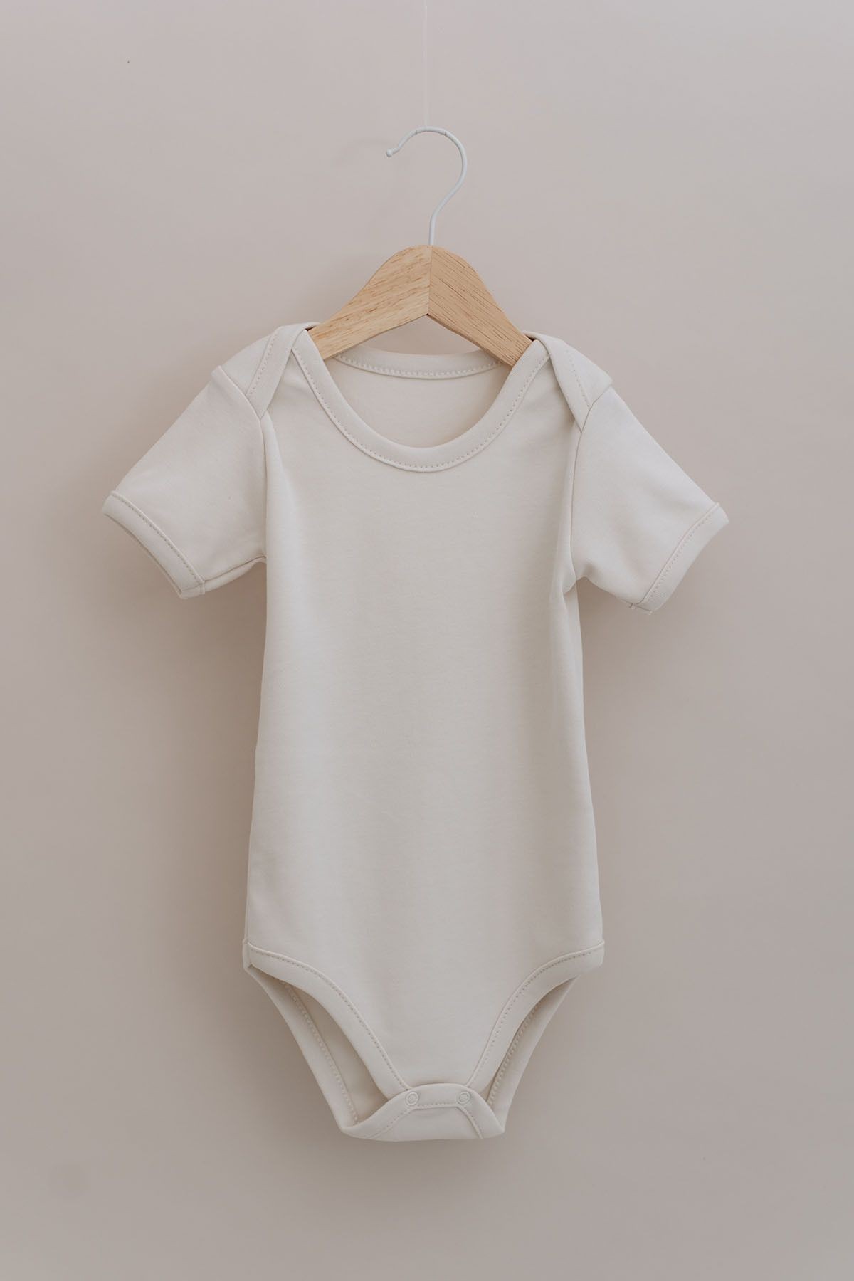 Kısa Kollu Bebek Body - Pureline Series - Taş Rengi
