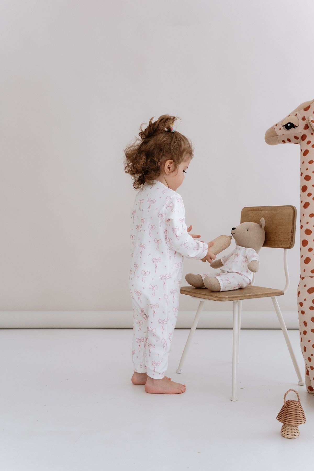 Pijamalı Ayıcık Uyku Arkadaşı - Pureline Series - Dainty Bows