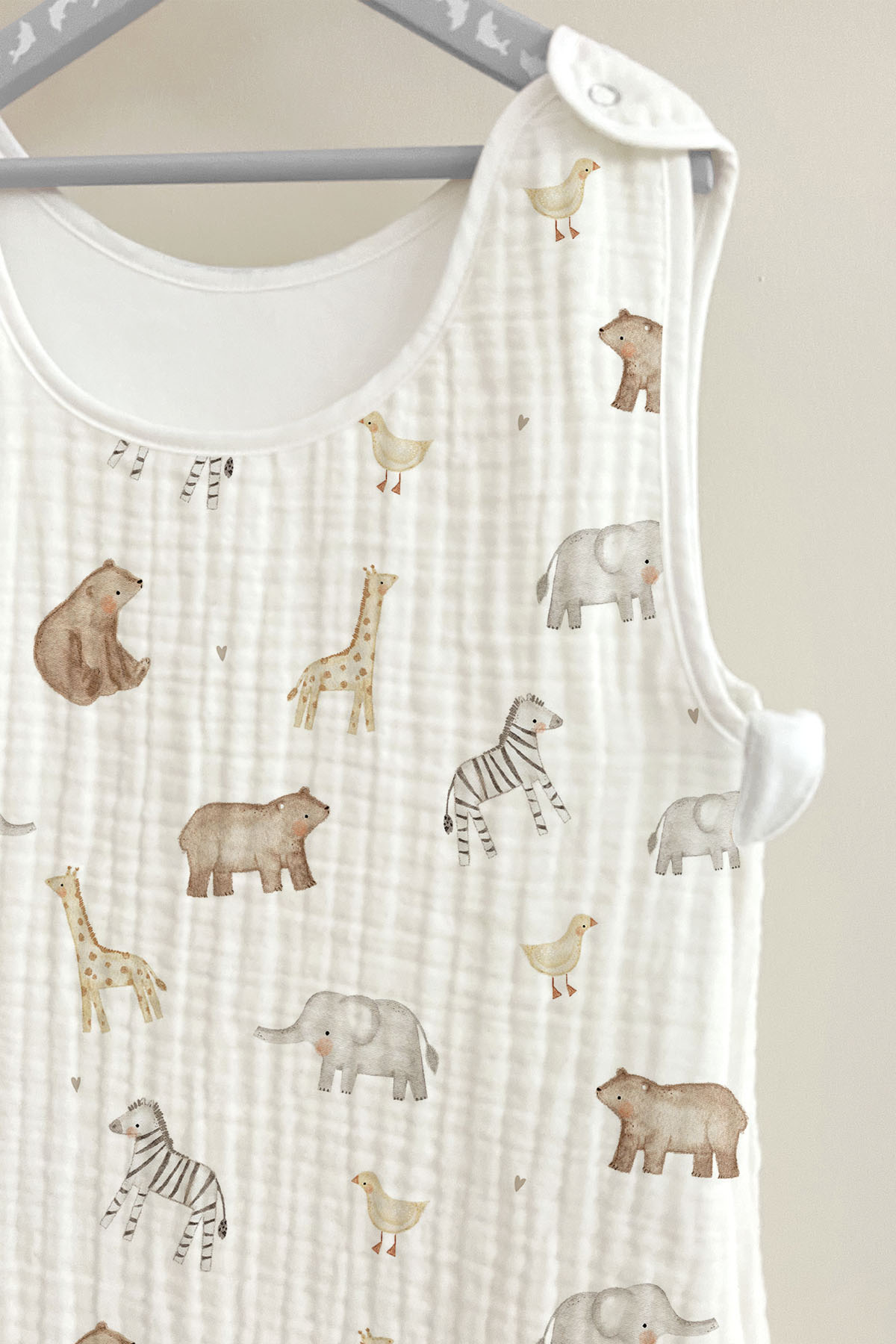 4 Kat Müslin Bebek Uyku Tulumu (0-18 Ay) - Pureline Series - Cute Animals