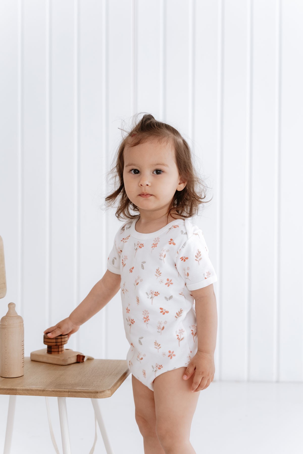Kısa Kollu Bebek Body - Pureline Series - Soft Bloom