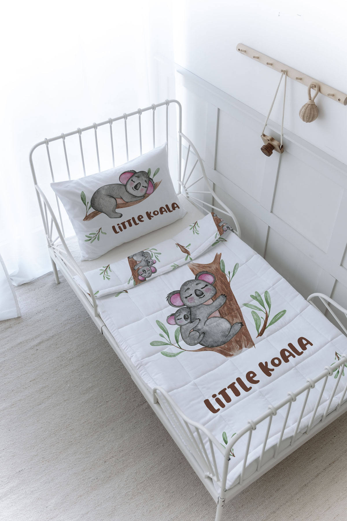 Organik Baskılı Yorgan Seti - For Baby Serisi - Anne ve Yavru Koala