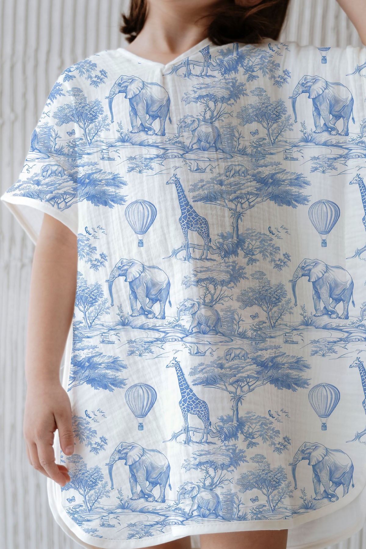 4 Kat Müslin Panço - Blue Toile De Jouy