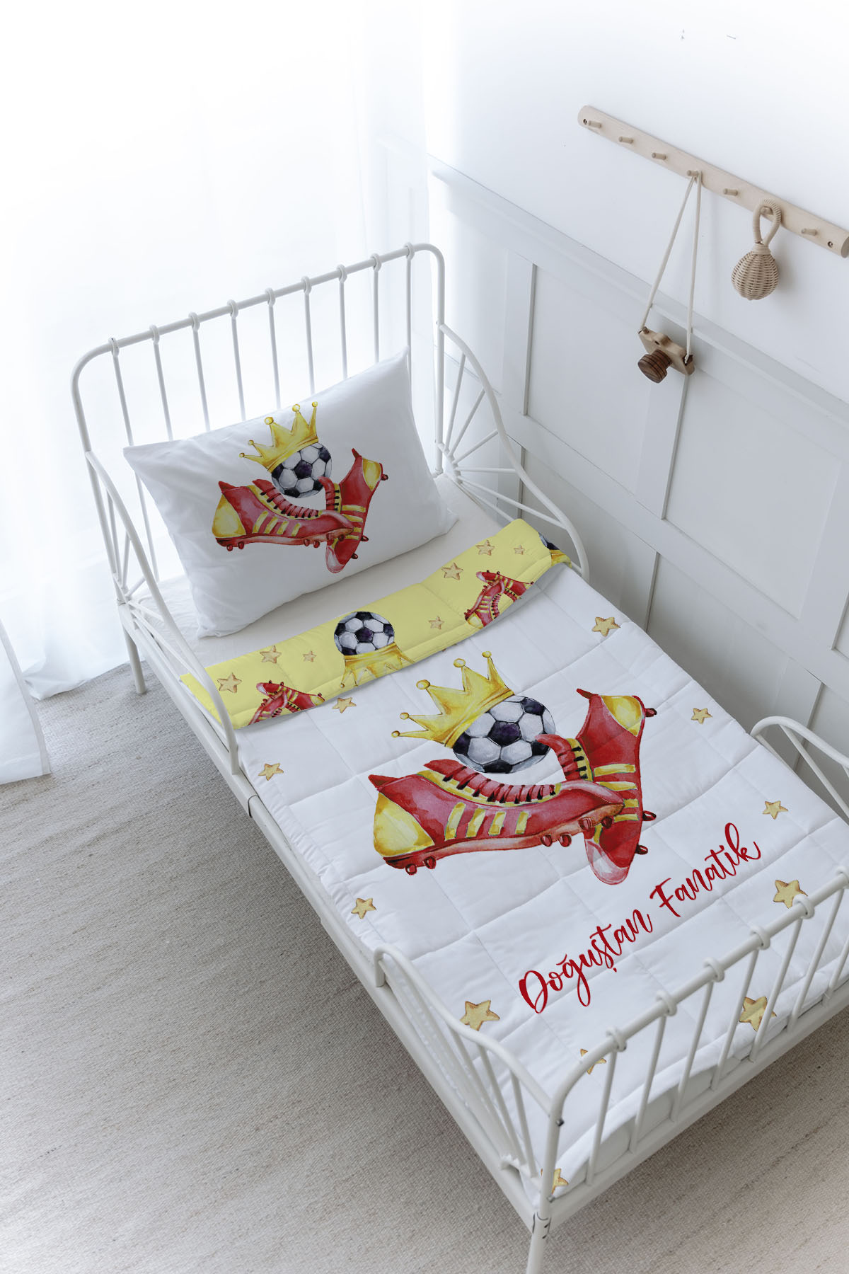 Organik Baskılı Yorgan Seti - For Baby Serisi - Sarı - Kırmızı