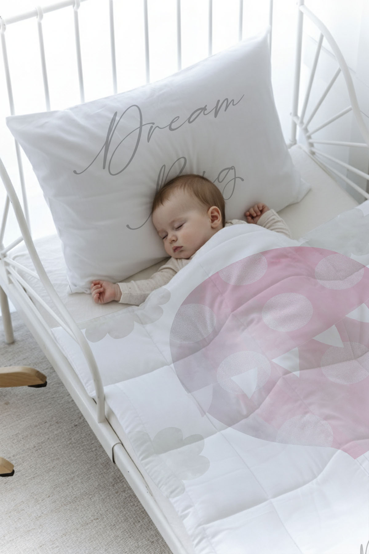 Organik Baskılı Yorgan Seti - Pure Baby Serisi - Bulutlu Pembe Hava Balonu