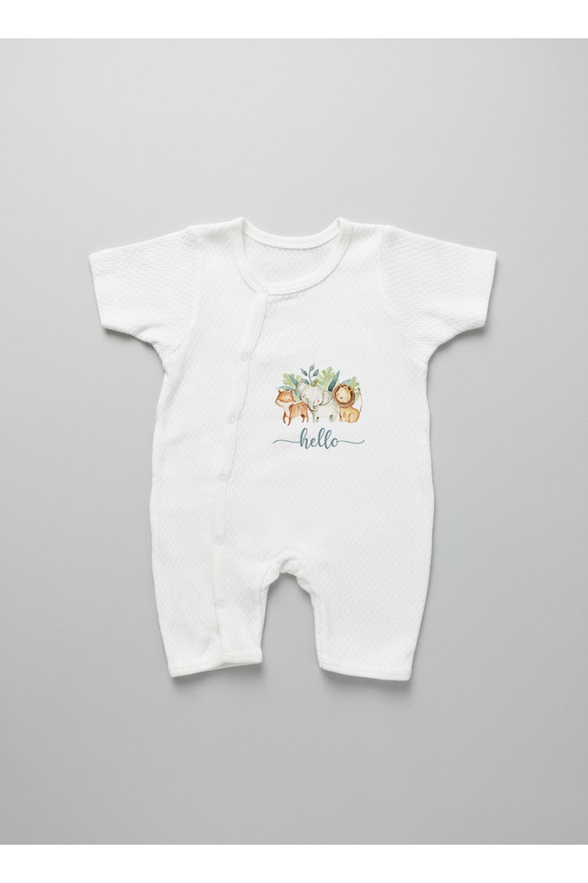 Jakarlı Romper Body - For Baby - Safari Animals