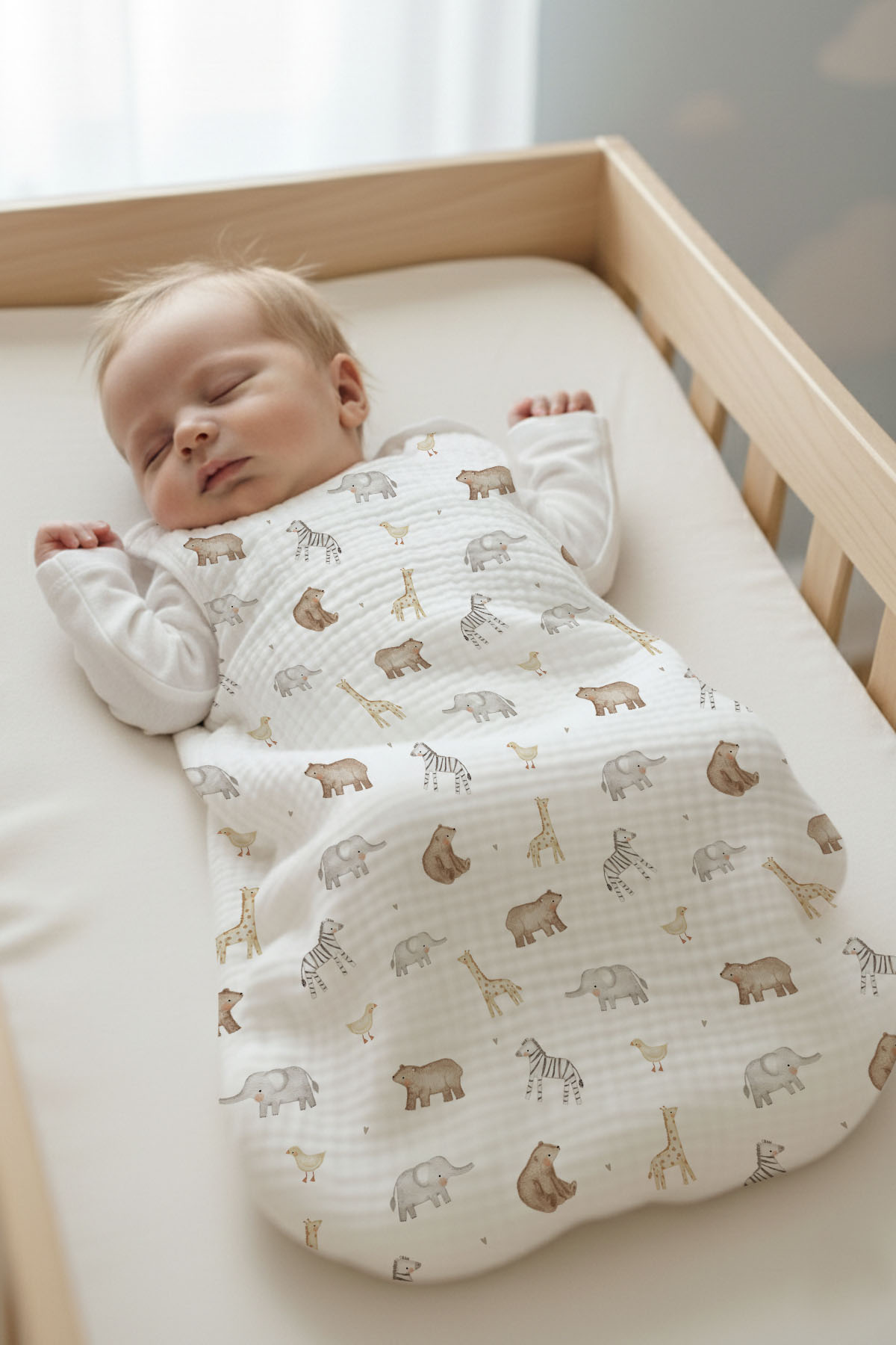 4 Kat Müslin Bebek Uyku Tulumu (0-18 Ay) - Pureline Series - Cute Animals