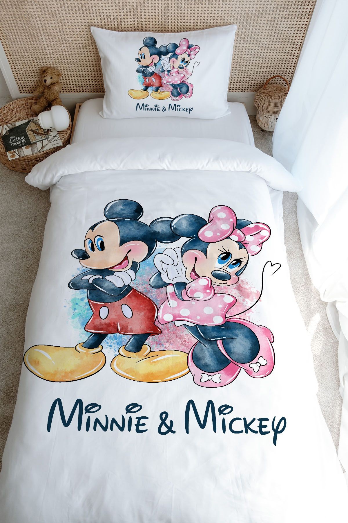 Tek Kişilik Nevresim Takımı (160x220) - Cartoon Serisi - Minnie&Mickey