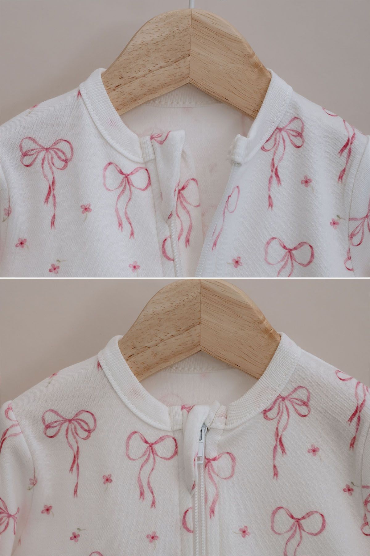 Fermuarlı Patikli Bebek Tulumu - Pureline Series - Dainty Bows