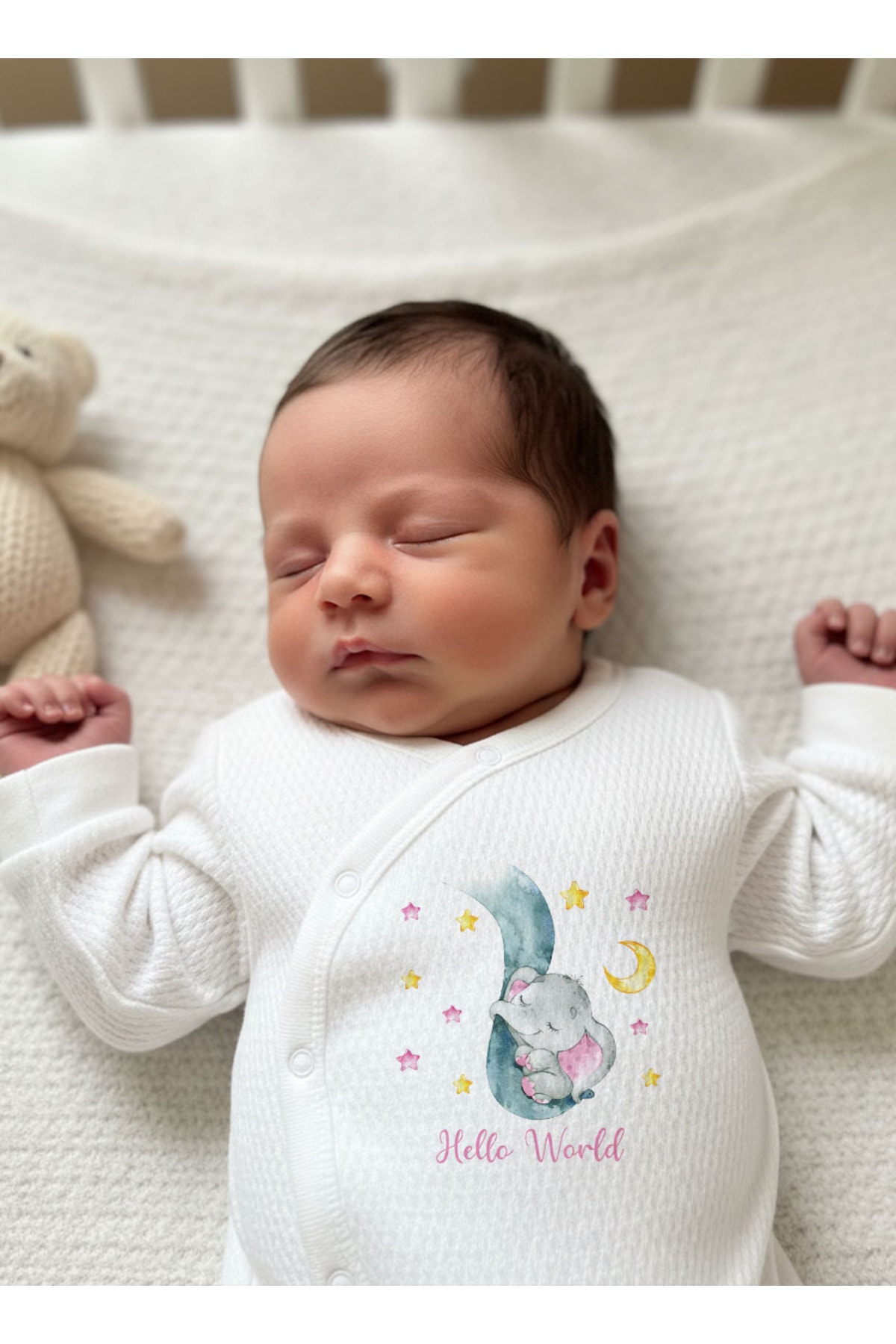 Jakarlı Tulum Şapka Eldiven - For Baby - Uyuyan Fil Pembe