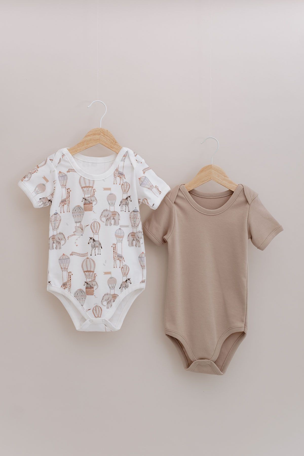 Kısa Kollu Bebek Body - Pureline Series - Vizon