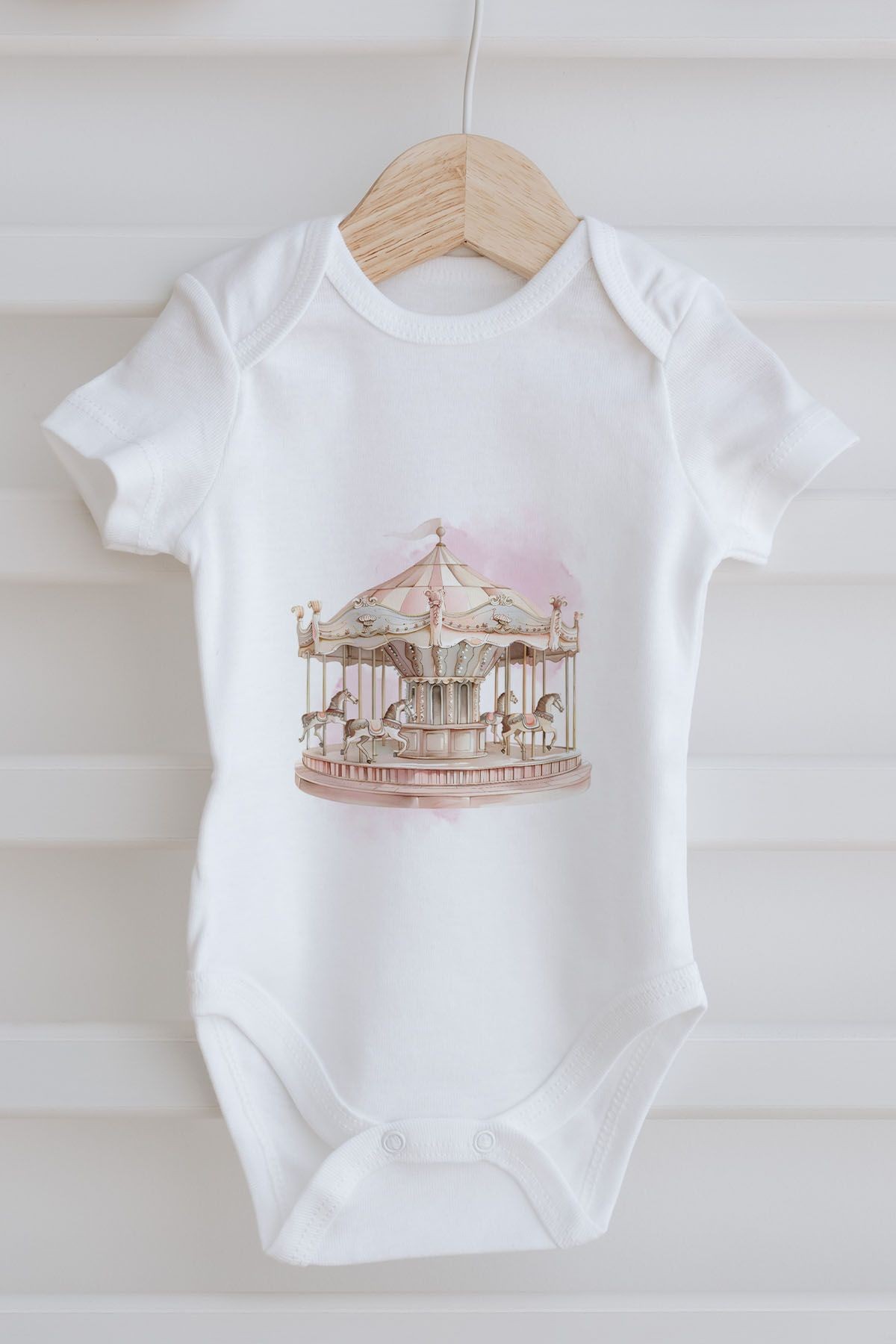 3'lü Bebek Body - Pink Royal Series  - U Harfi