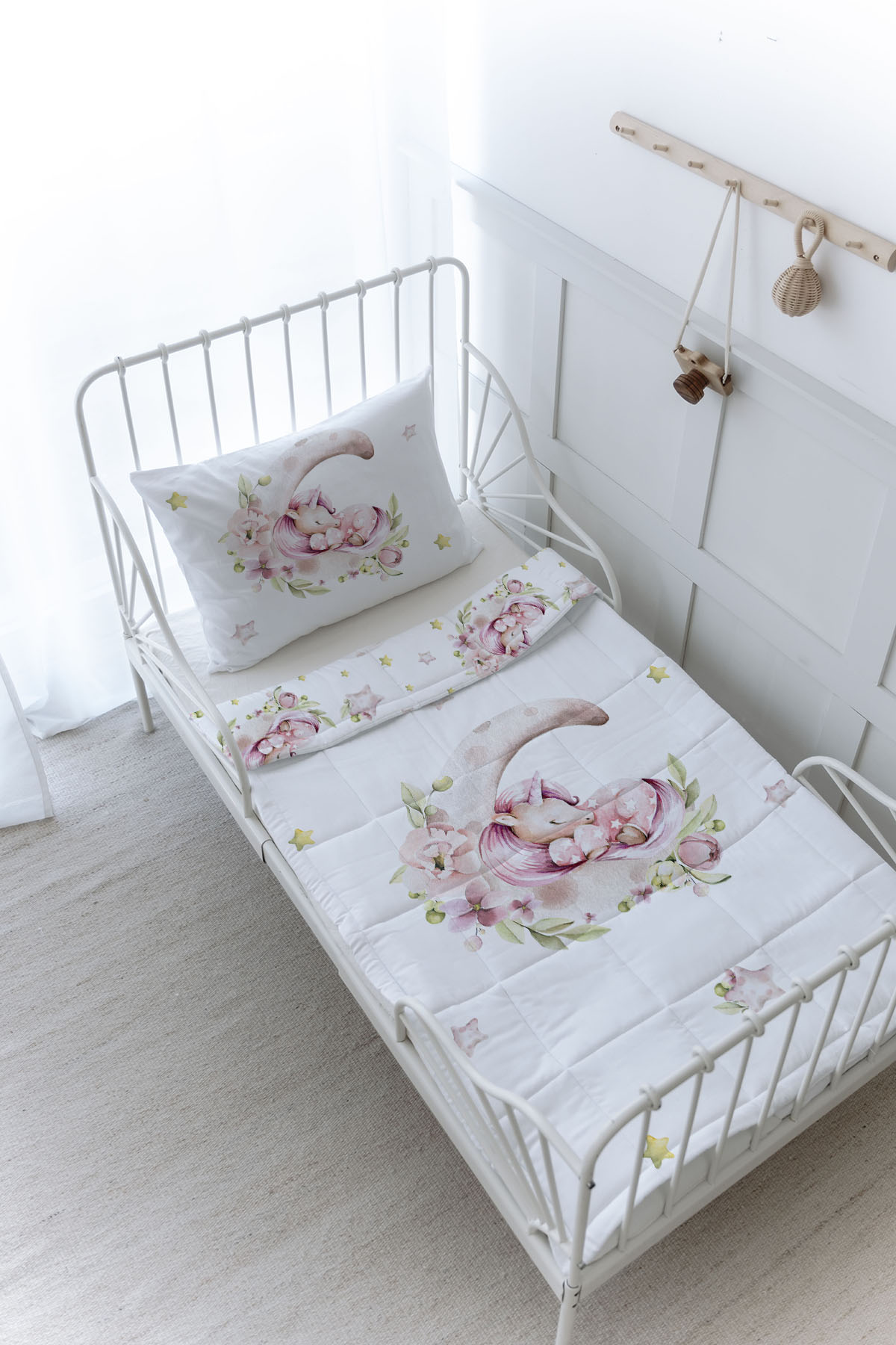 Organik Baskılı Yorgan Seti - For Baby Serisi - Ayda Uyuyan Unicorn