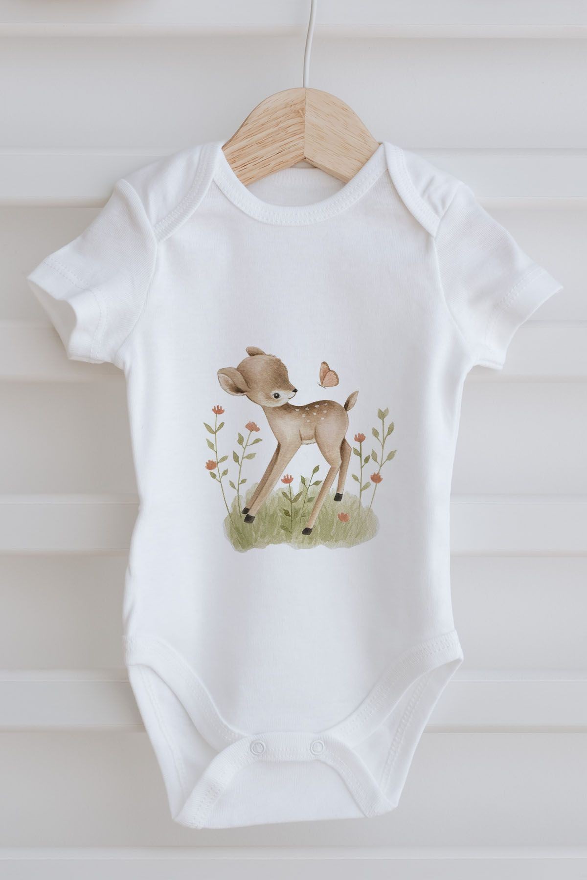 3'lü Bebek Body - Little Deer Series  - M Harfi