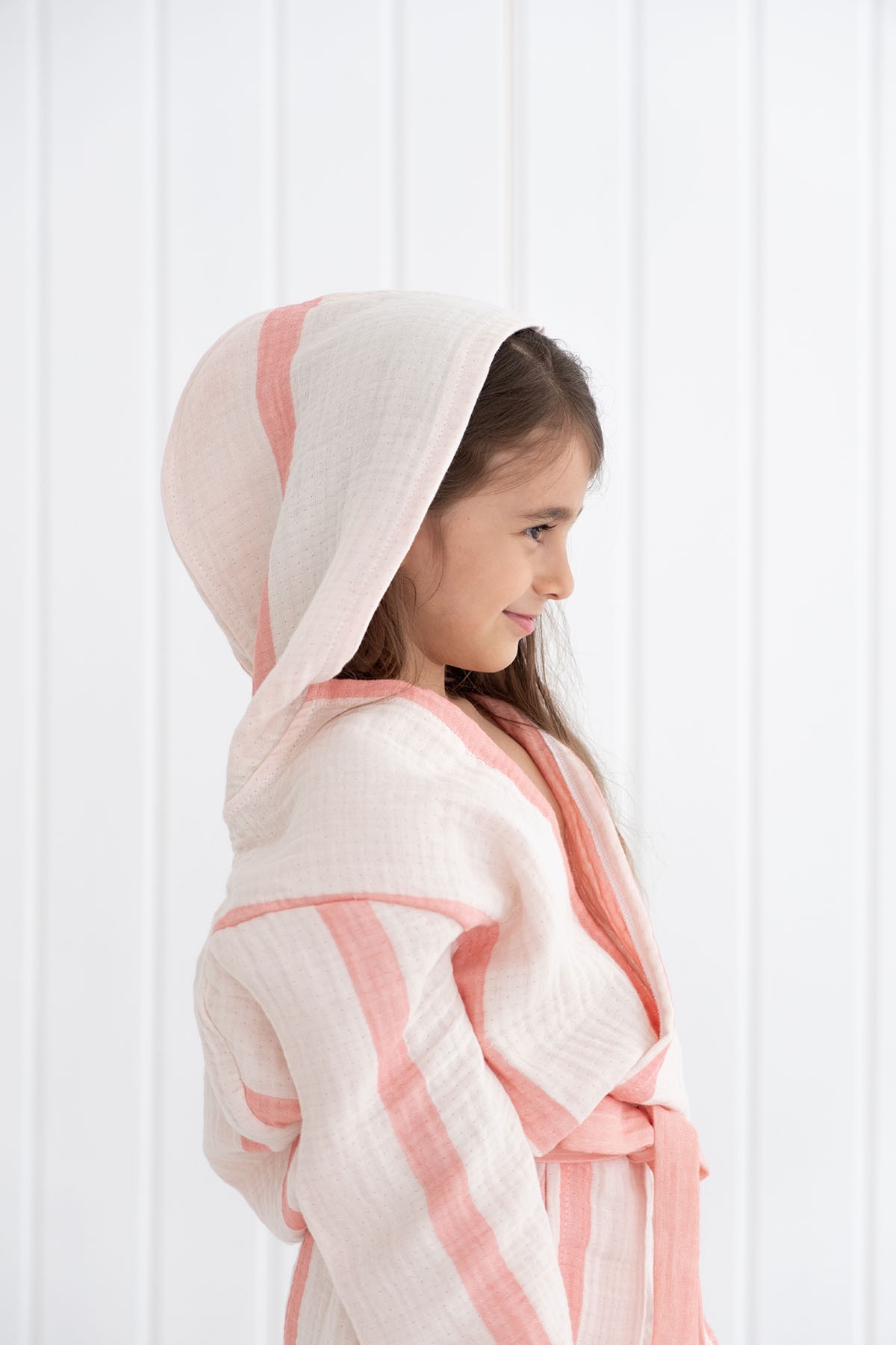 4 Kat Müslin Bornoz - Line Series - Pembe