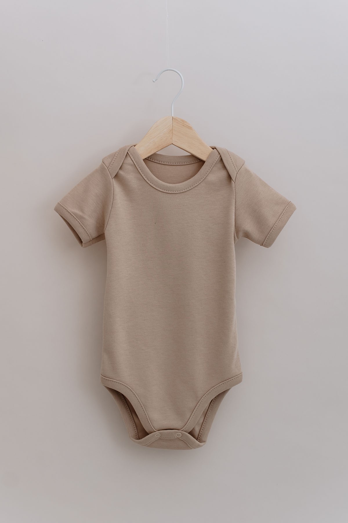 Kısa Kollu Bebek Body - Pureline Series - Kahverengi