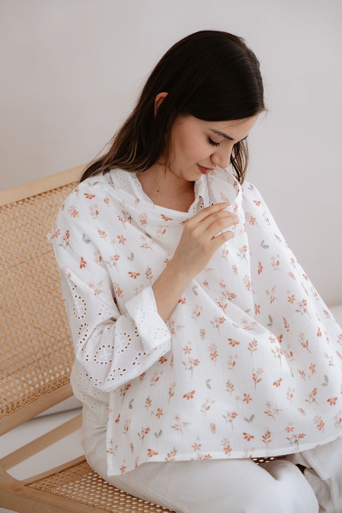 Müslin Emzirme Örtüsü - Pureline Series - Soft Bloom