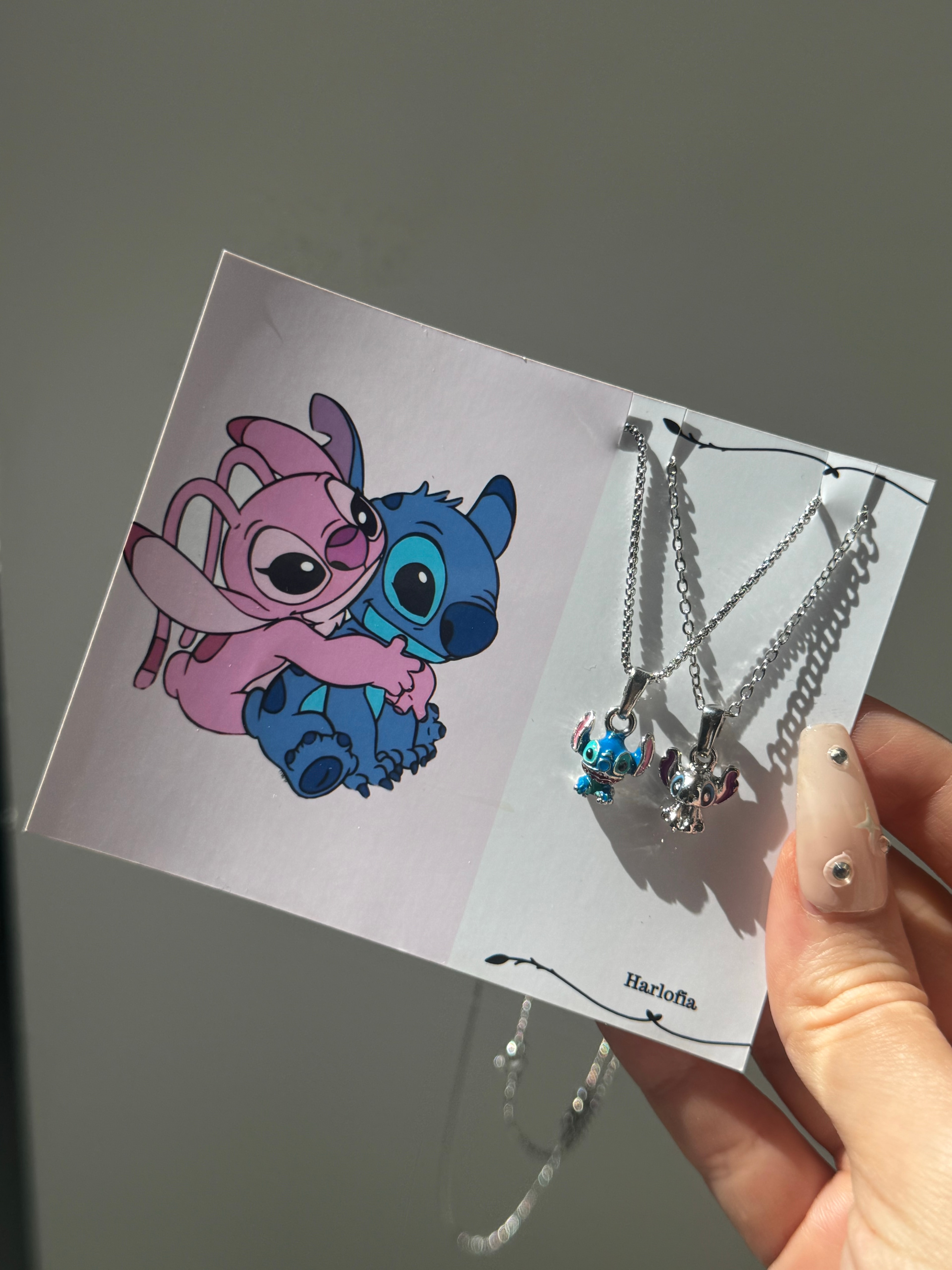 Çelik Çift Mavi & Pembe 2’li Stitch Kolye