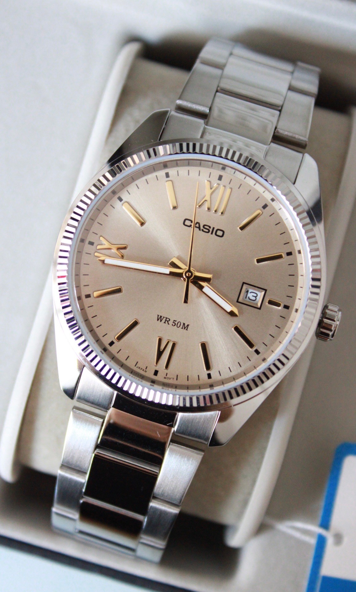 Orijinal Casio Beige Kordonu İsim Yazılı Erkek Kol Saati