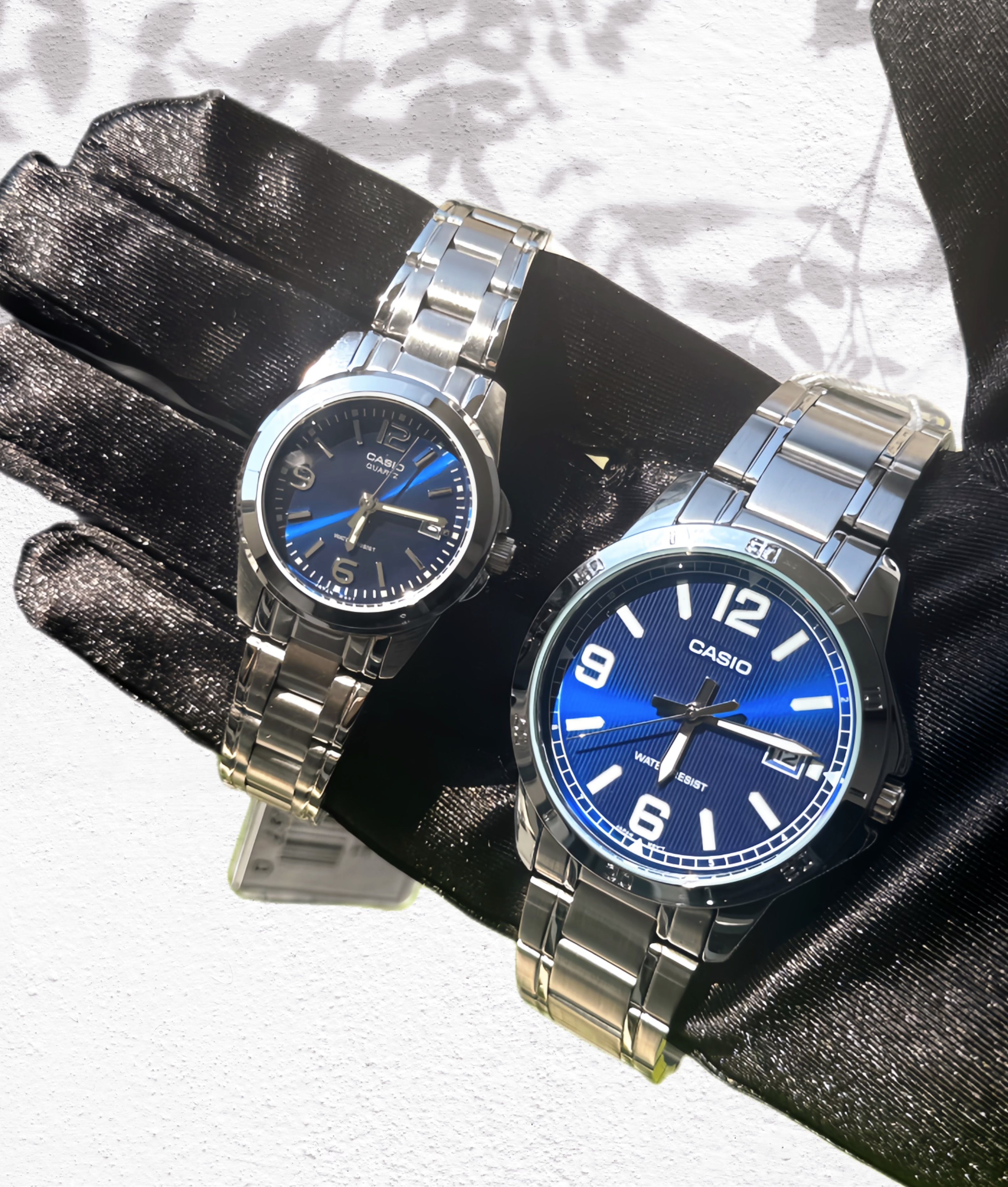 Orijinal Casio Lacivert Kadranlı Kişiye Özel Çift Kol Saati
