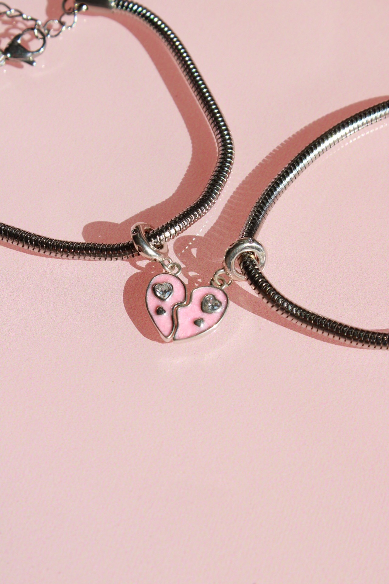 Pembe Kalp Charmlı BFF Bileklik Seti
