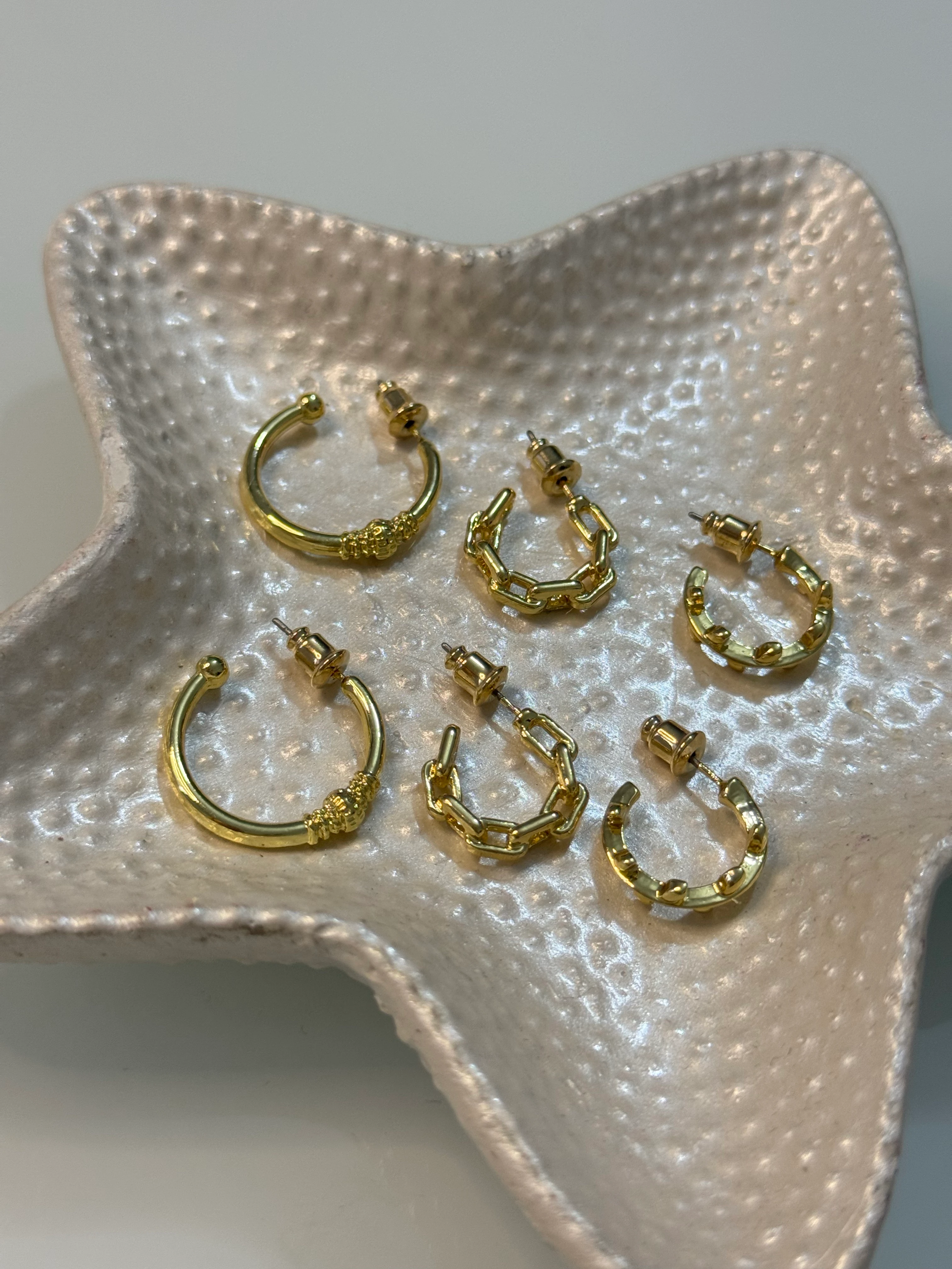 Gold 3’lü Halka Küpe Seti