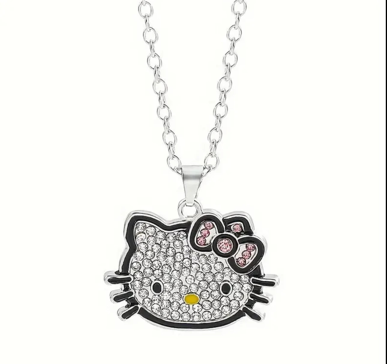 Rodyum Hello Kitty Taşlı Kolye