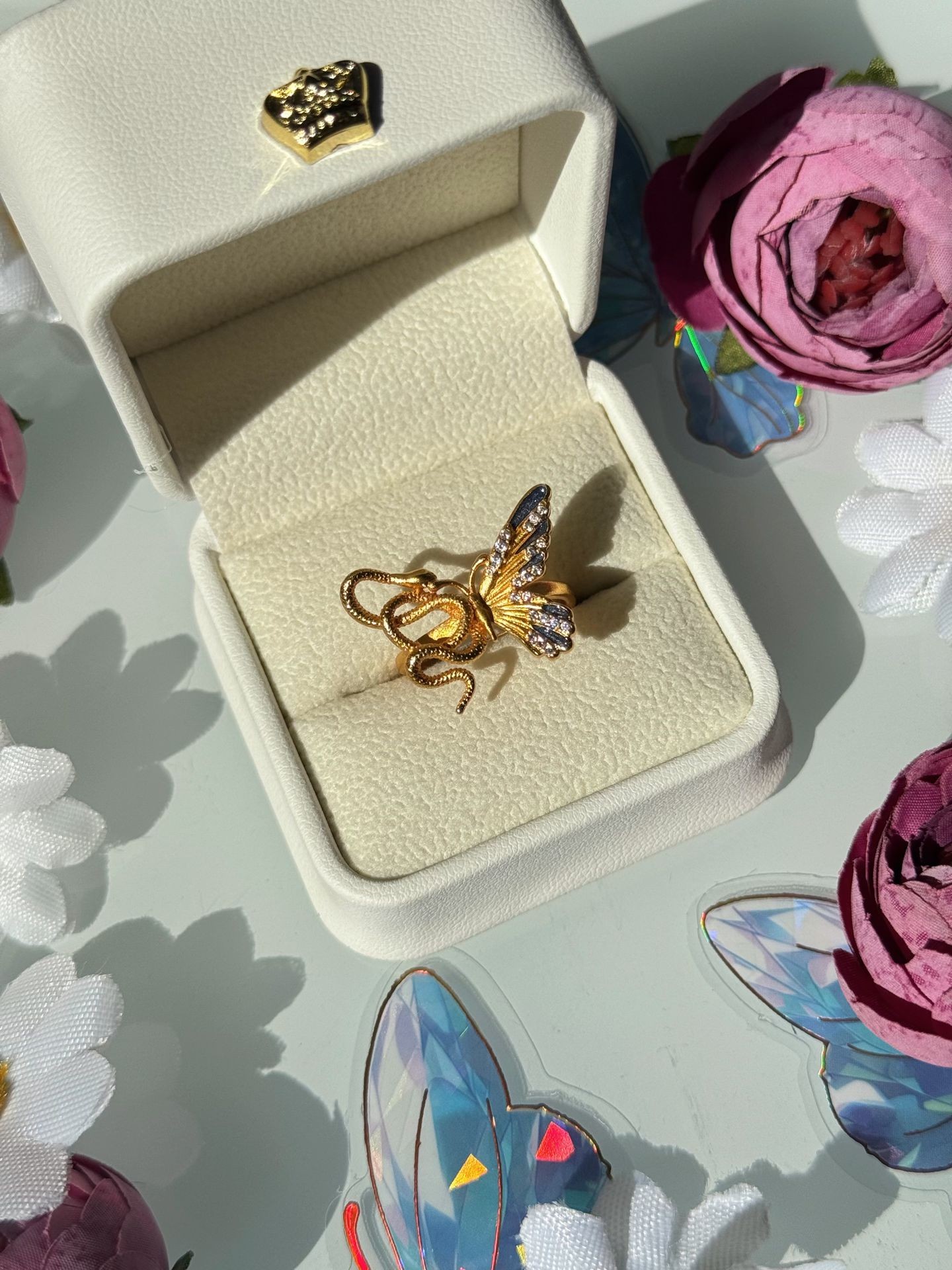 Ayarlanabilir Gold Yılan Kelebek Yüzük